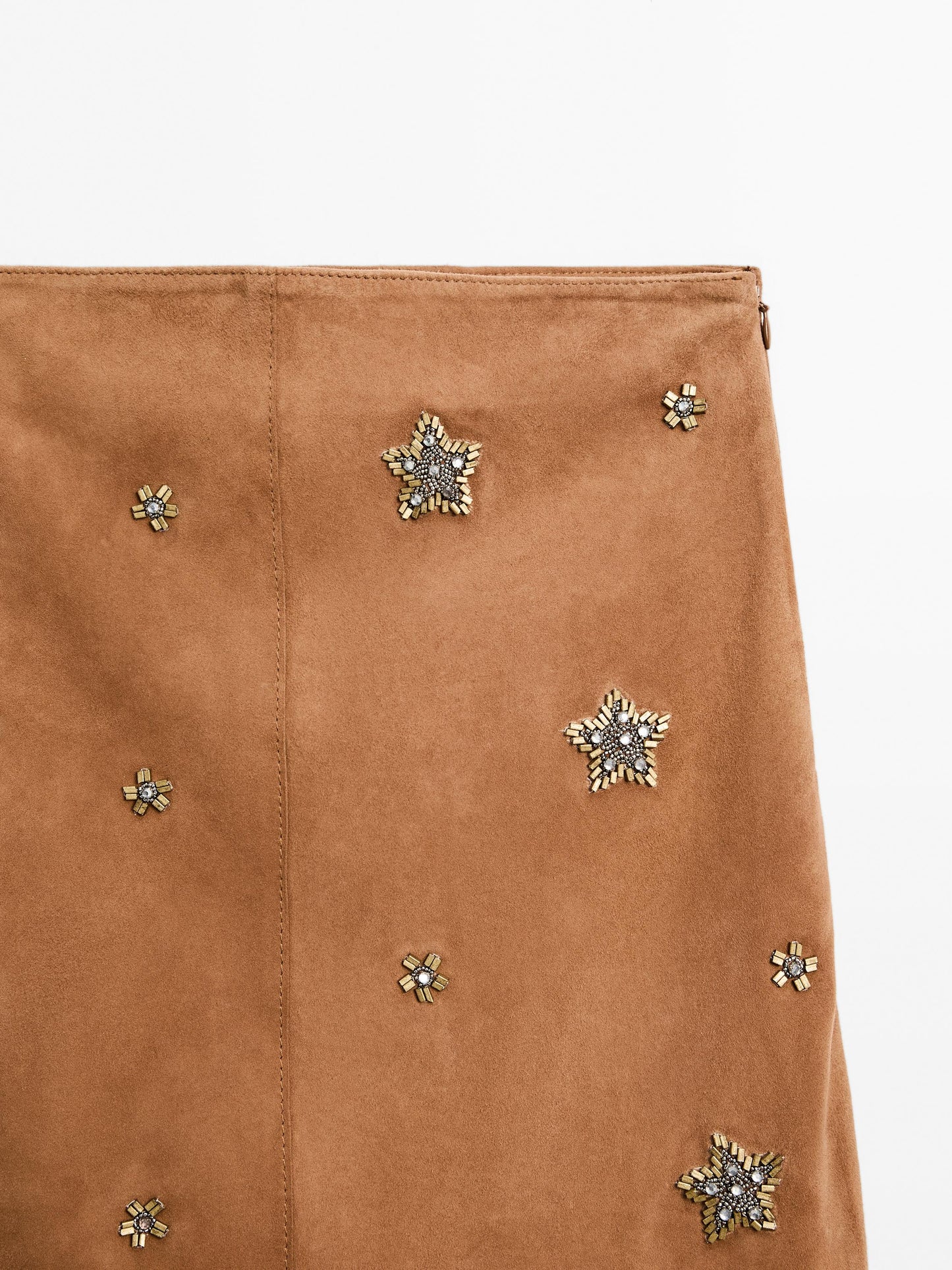 Suede leather midi skirt