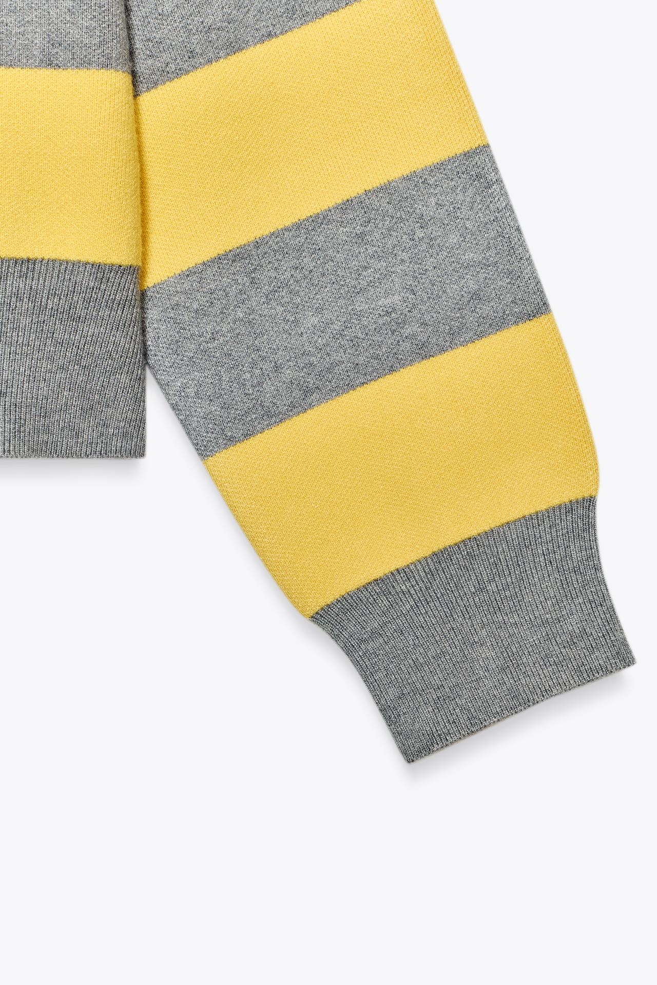 Striped Knit Polo Collar Sweater