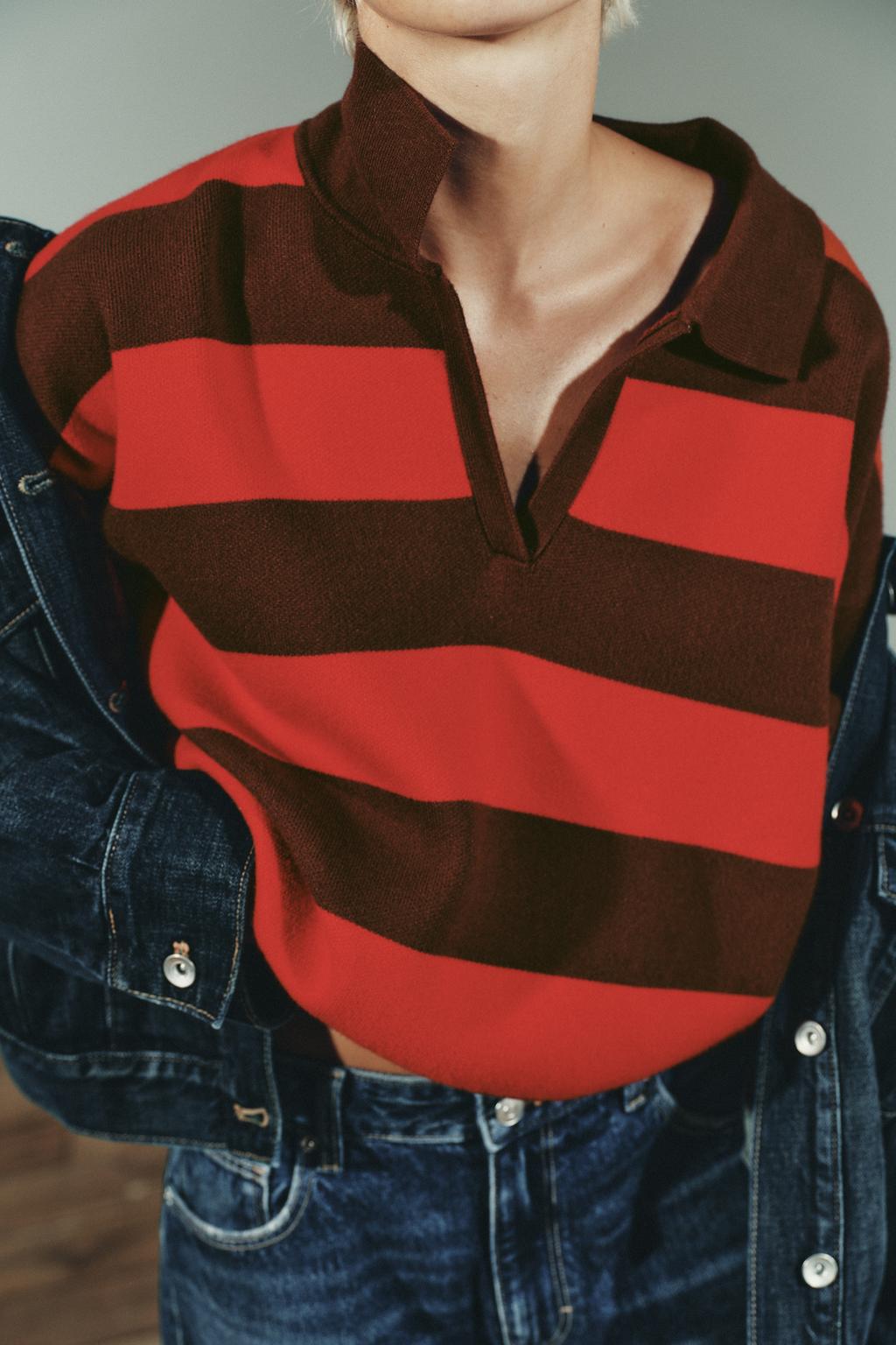 Striped Knit Polo Shirt