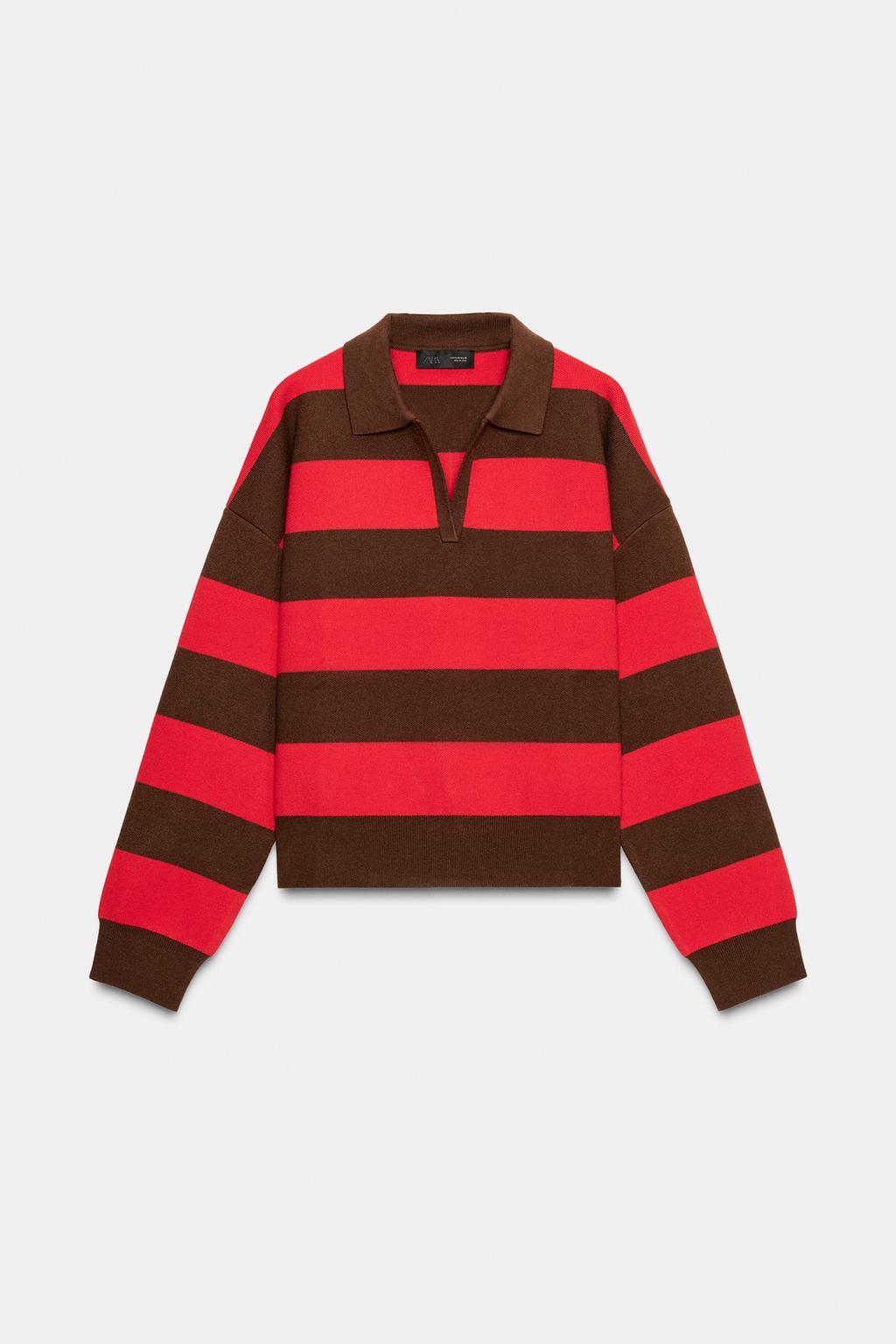 Striped Knit Polo Shirt