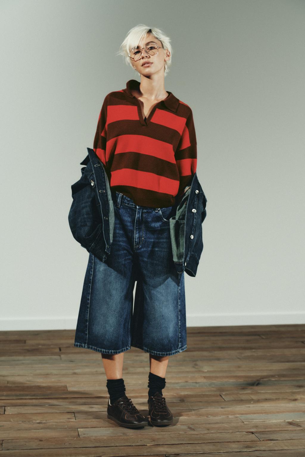 Striped Knit Polo Shirt