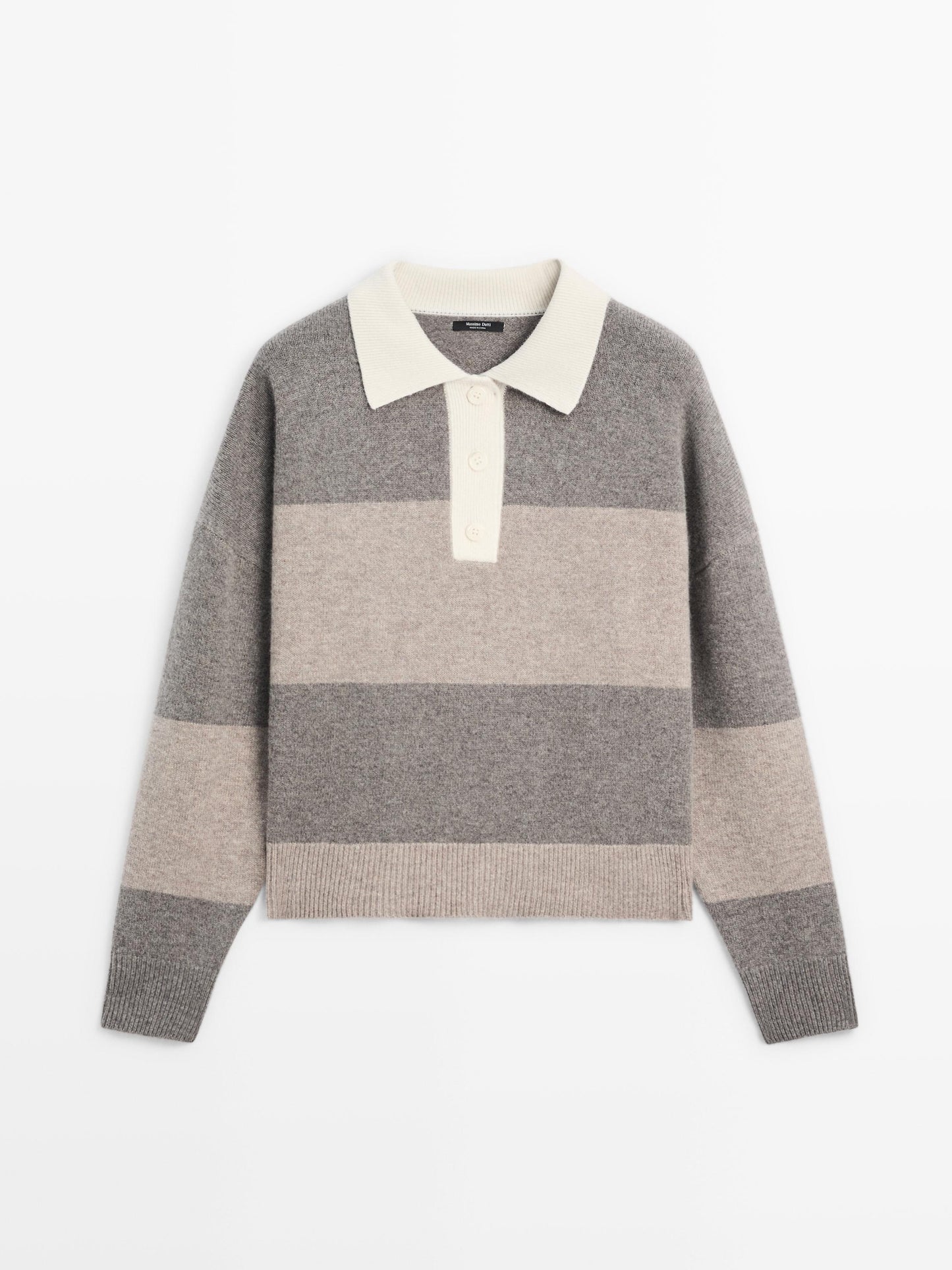 Striped wool blend polo sweater
