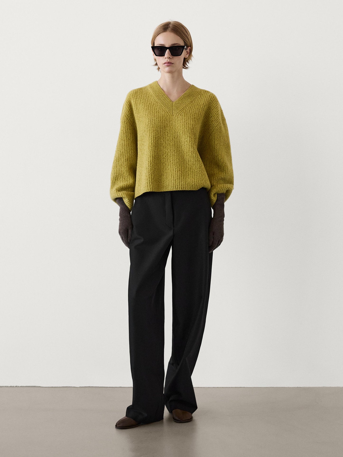 Sweater with wide V-neck