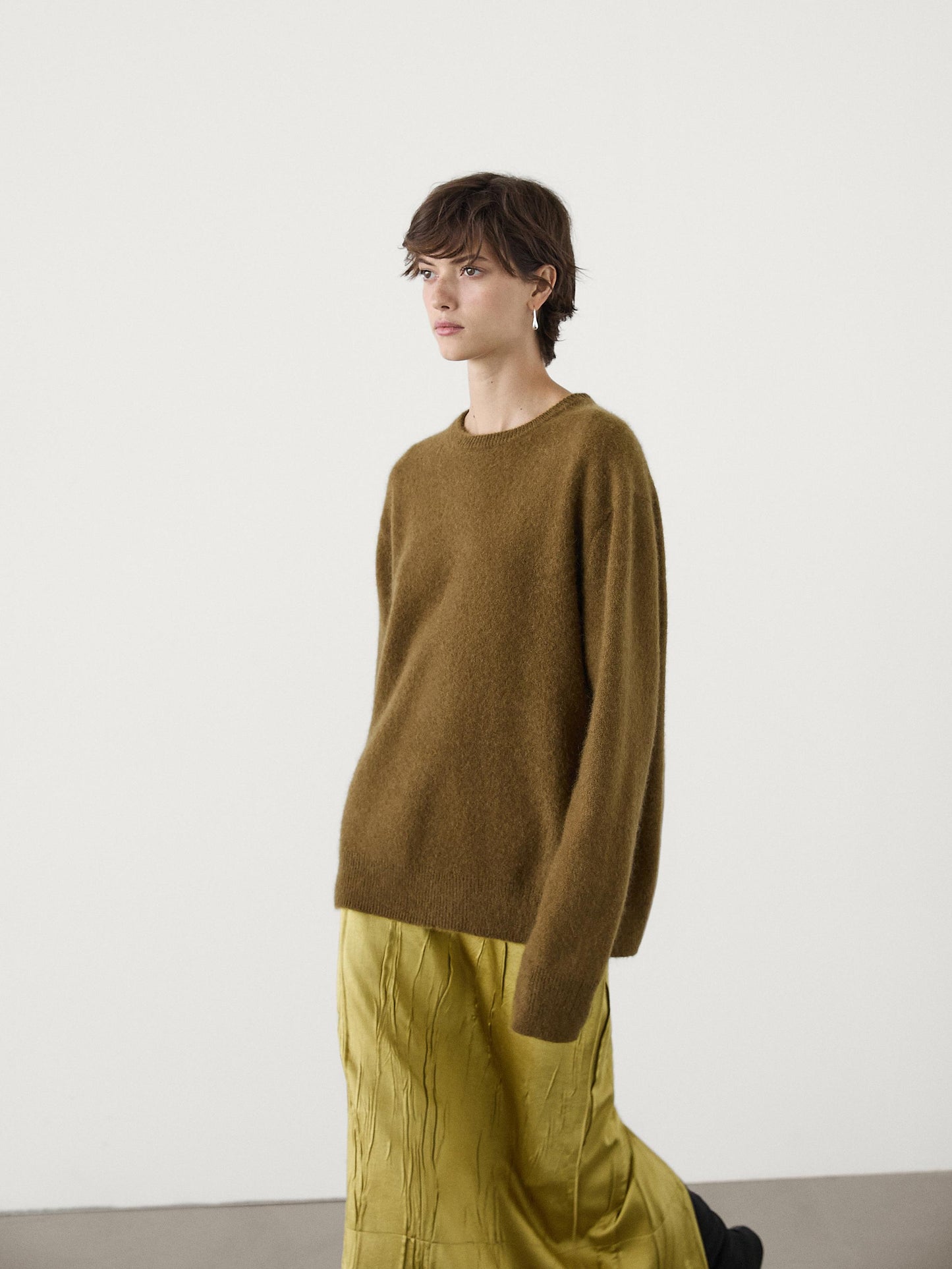 Long brushed cashmere blend sweater