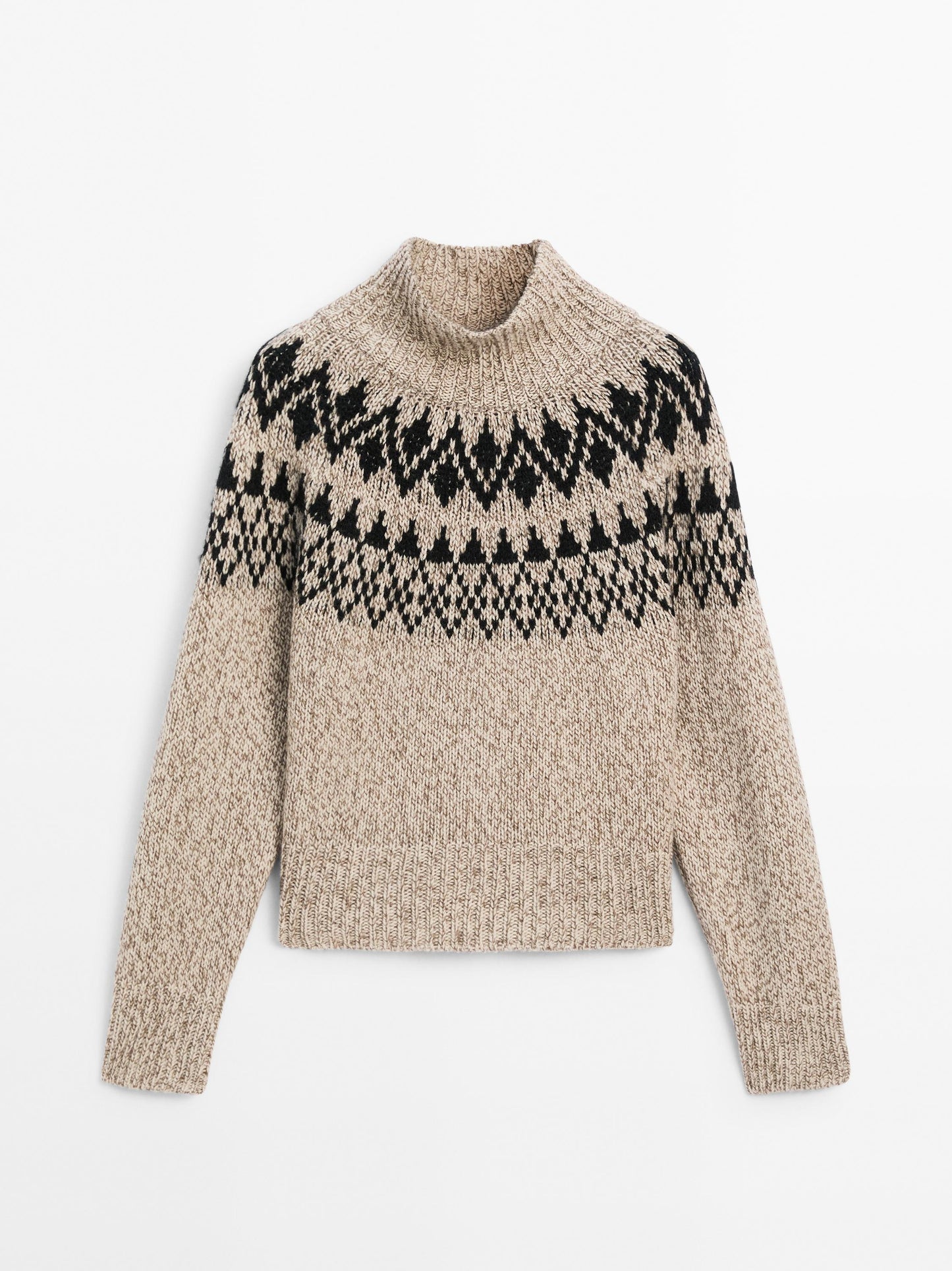 Wool blend jacquard knit sweater