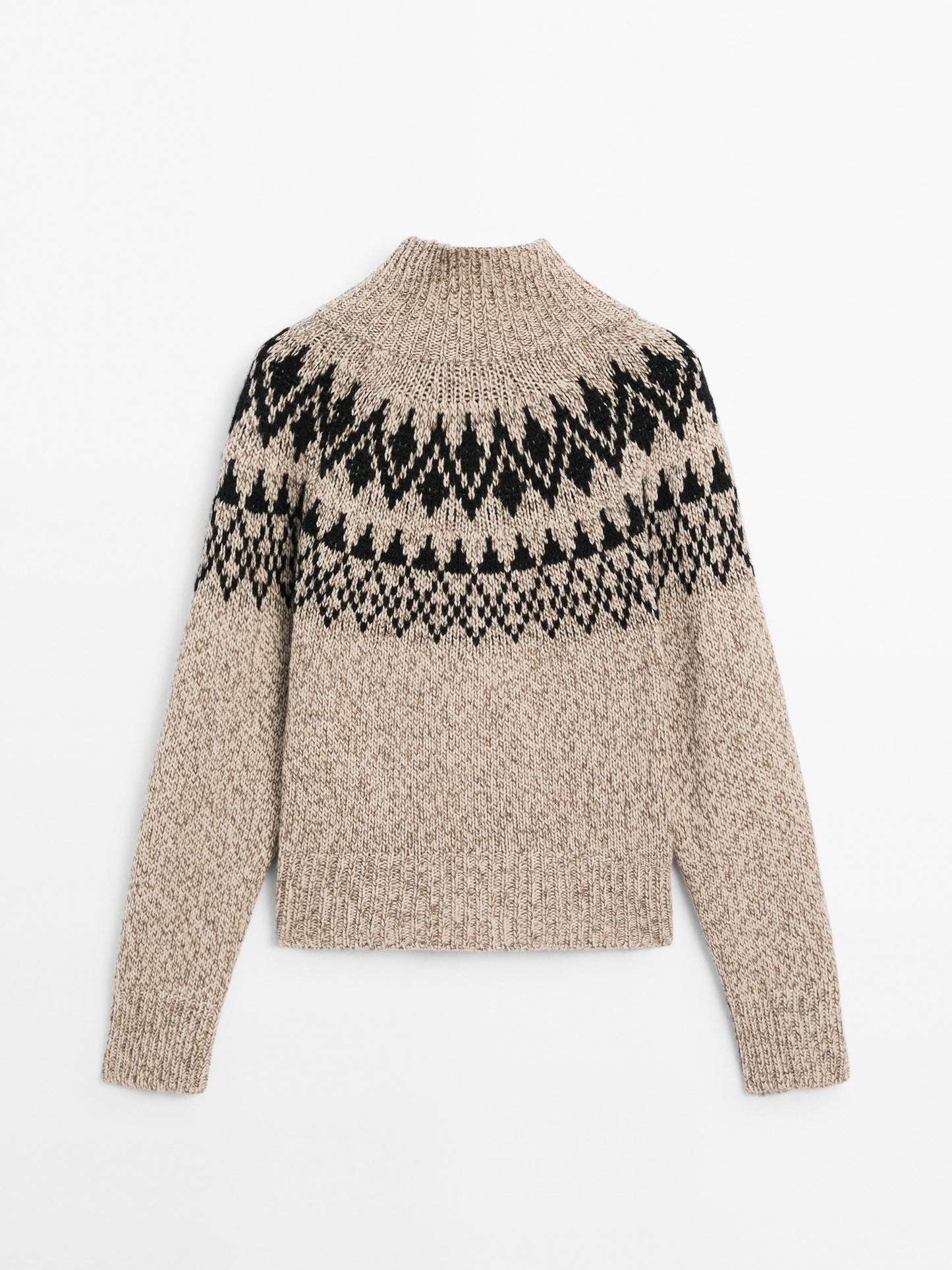 Wool blend jacquard knit sweater