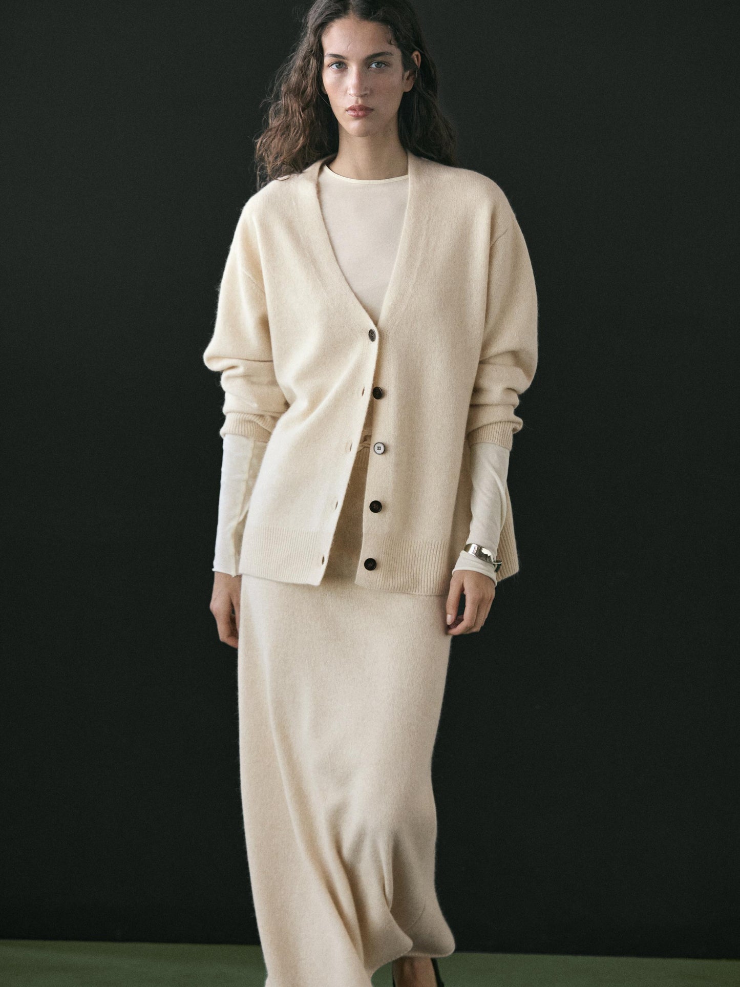 Knit alpaca and wool V-neck cardigan