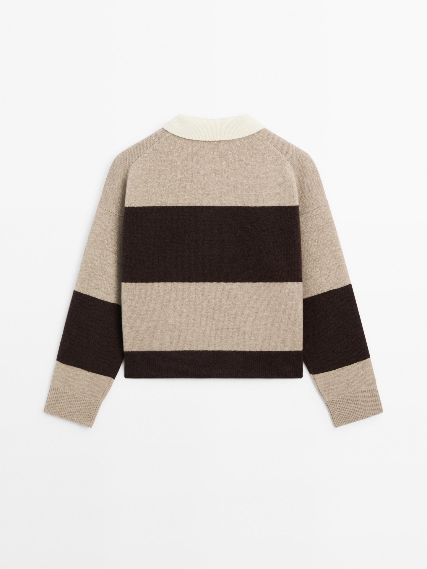 Striped knitted sweater polo neck