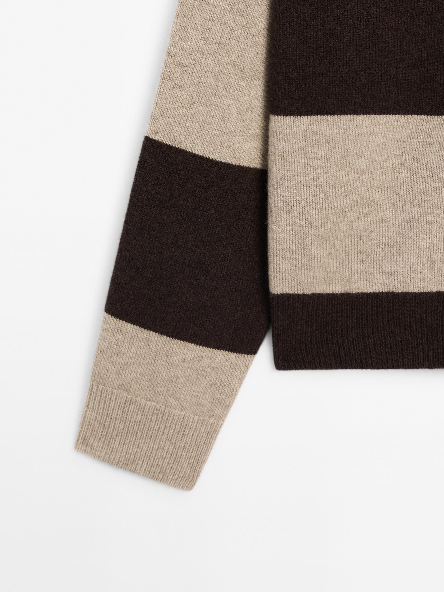 Striped knitted sweater polo neck