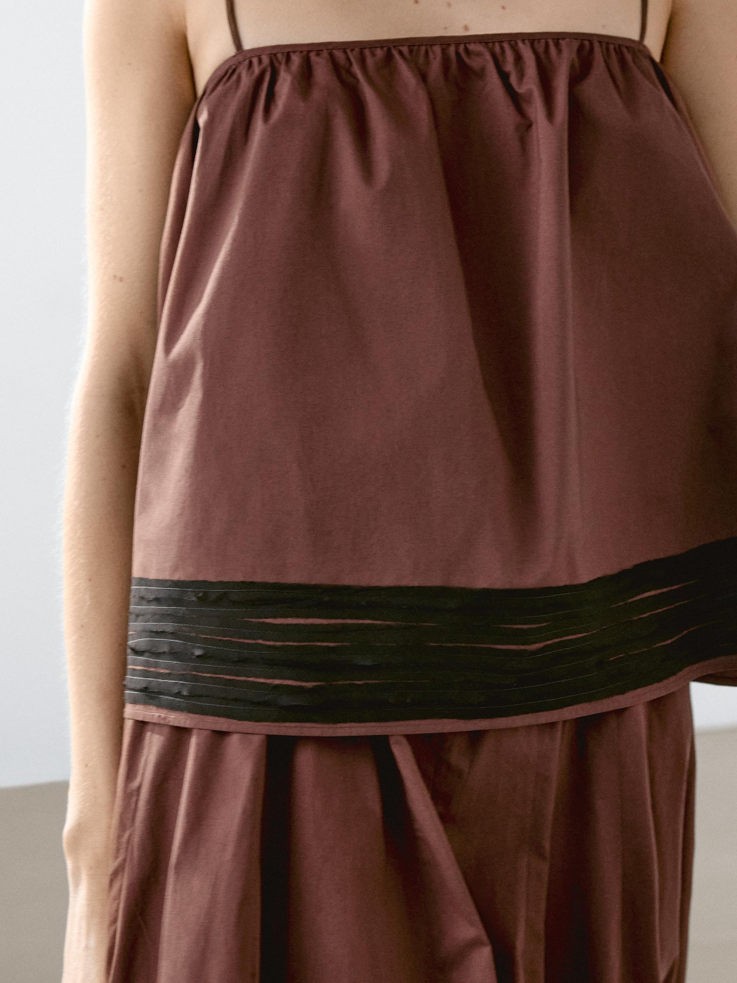 Short strappy top with ribbon details
