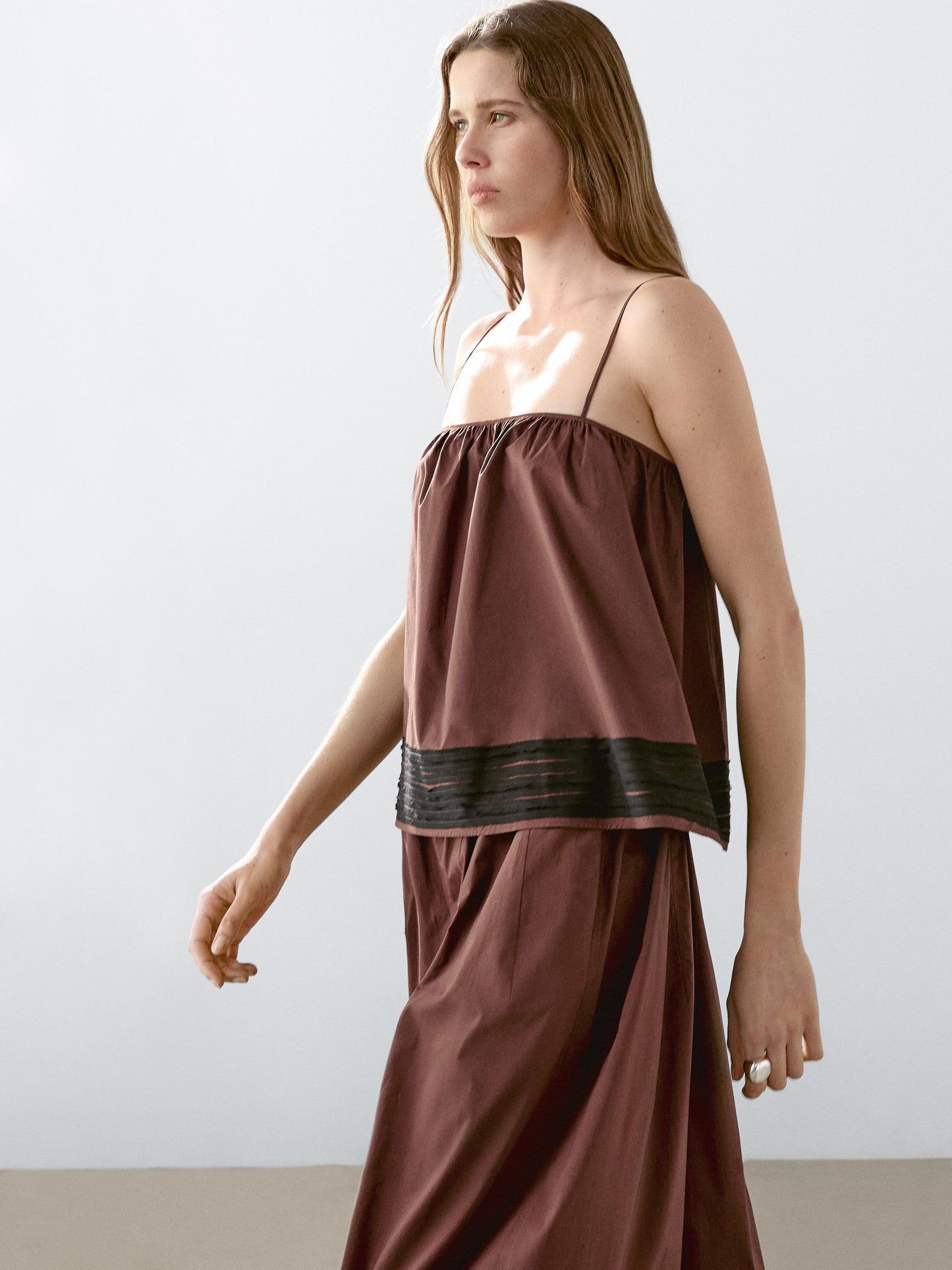 Short strappy top with ribbon details