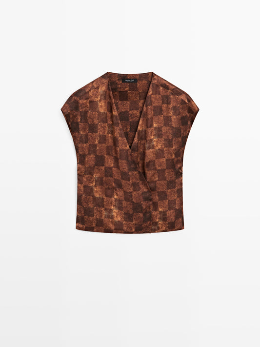 Satin wrap top