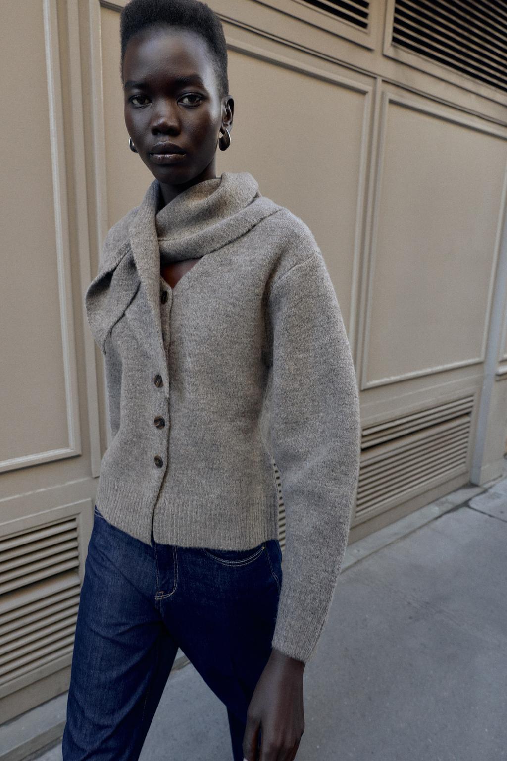 Cardigan With Scarf Detail
