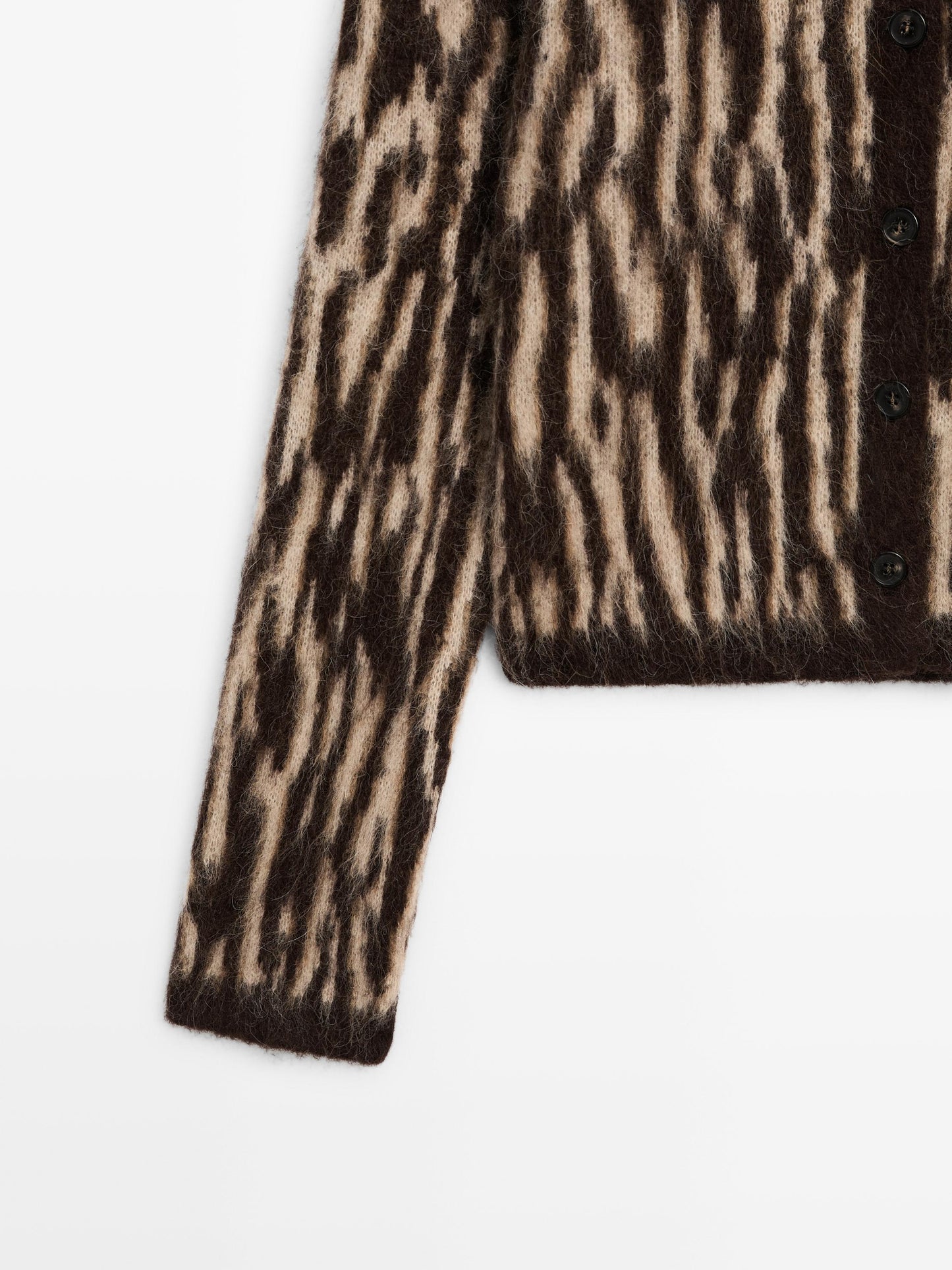 Alpaca wool blend animal print cardigan