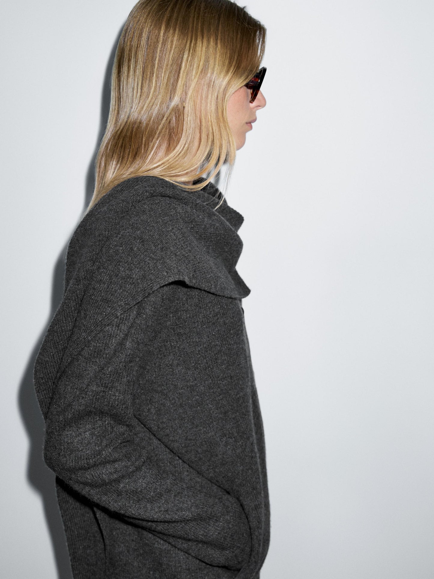 100% wool cardigan with scarf detail