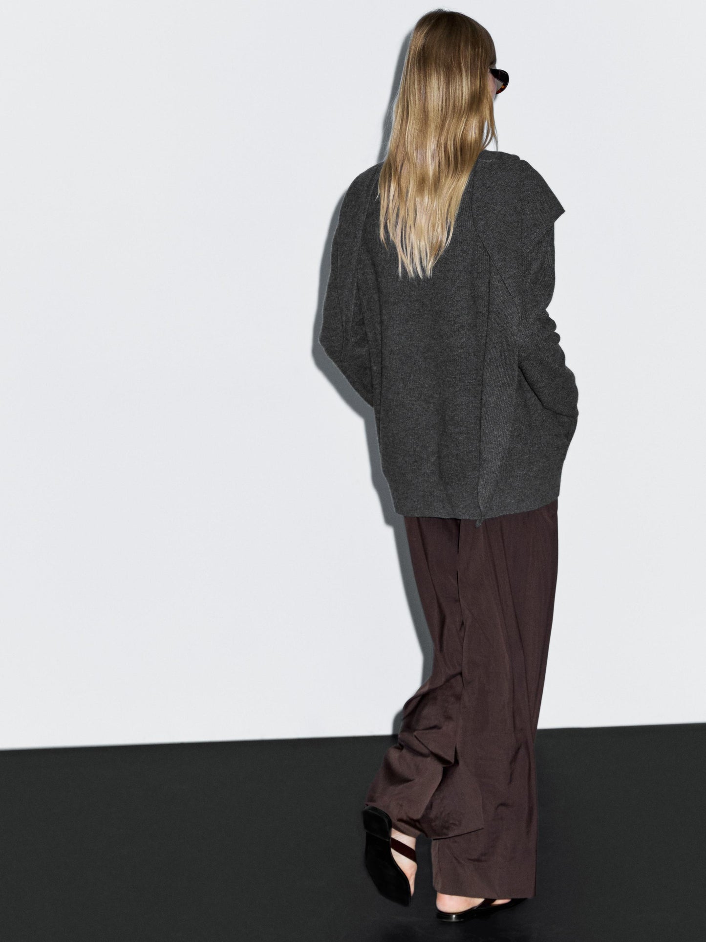 100% wool cardigan with scarf detail