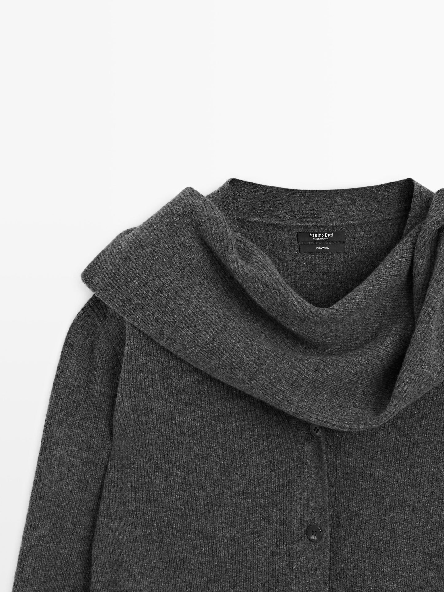 100% wool cardigan with scarf detail