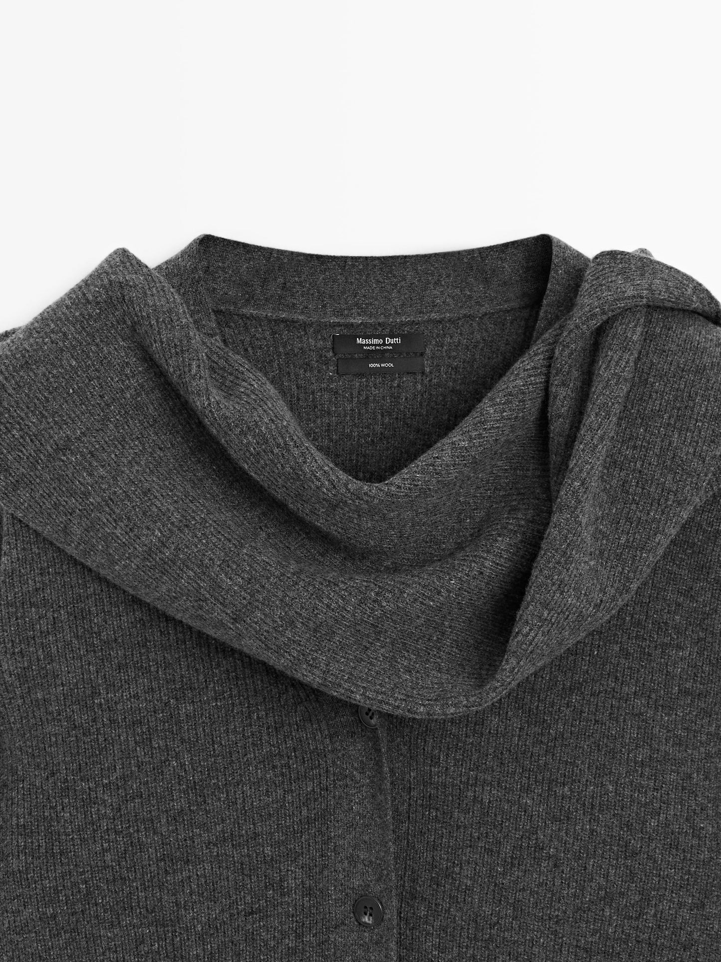 100% wool cardigan with scarf detail