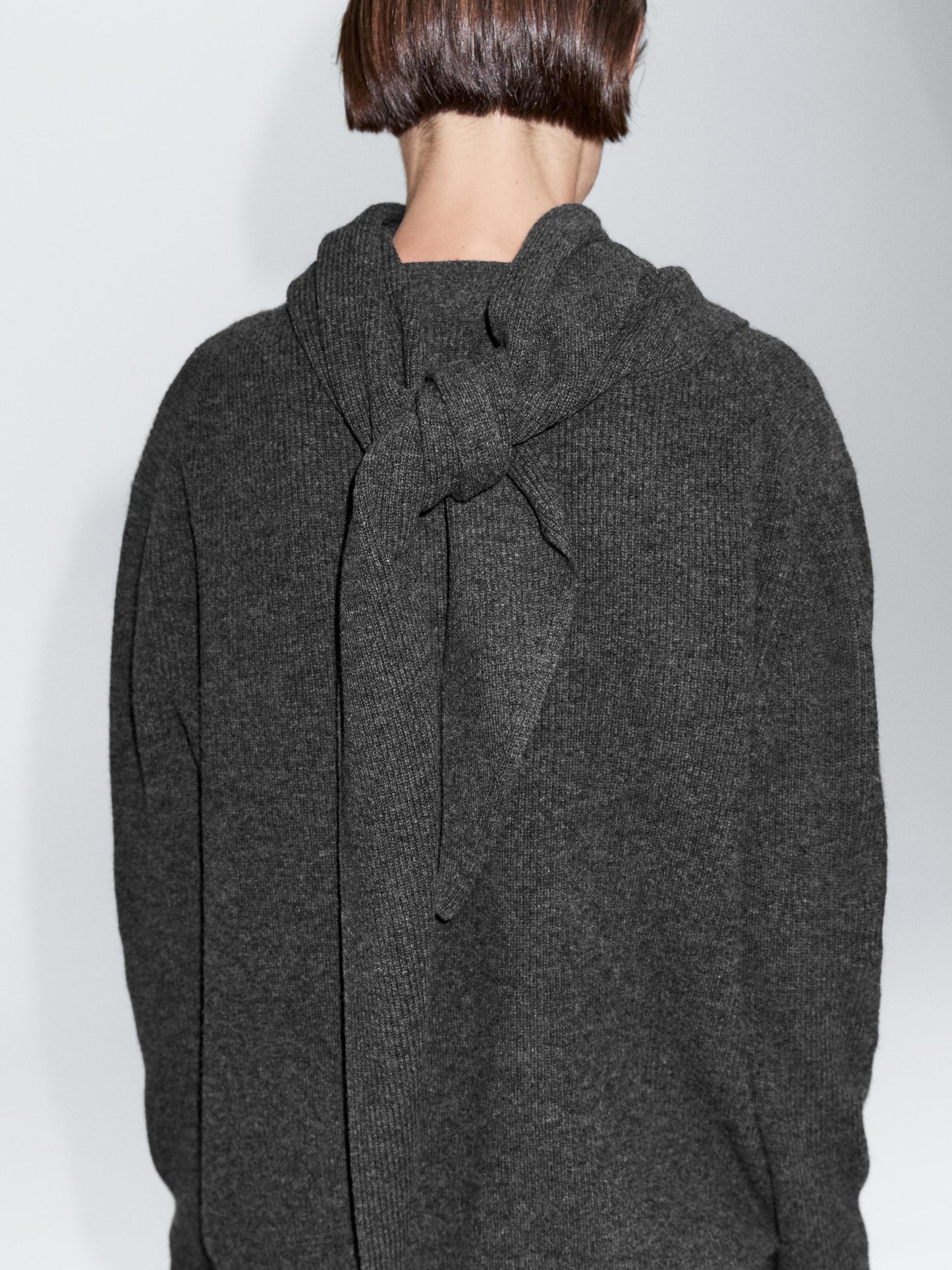 100% wool cardigan with scarf detail