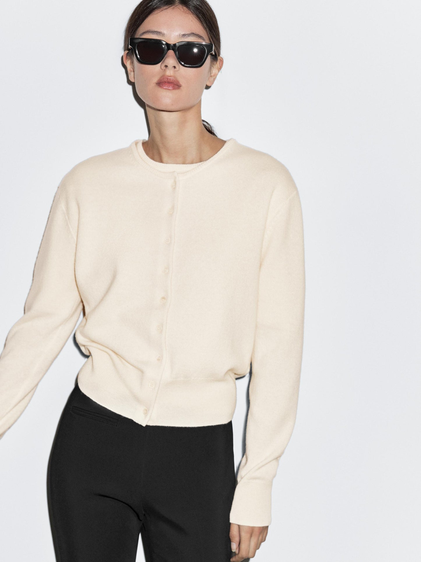 Wool blend knit cardigan