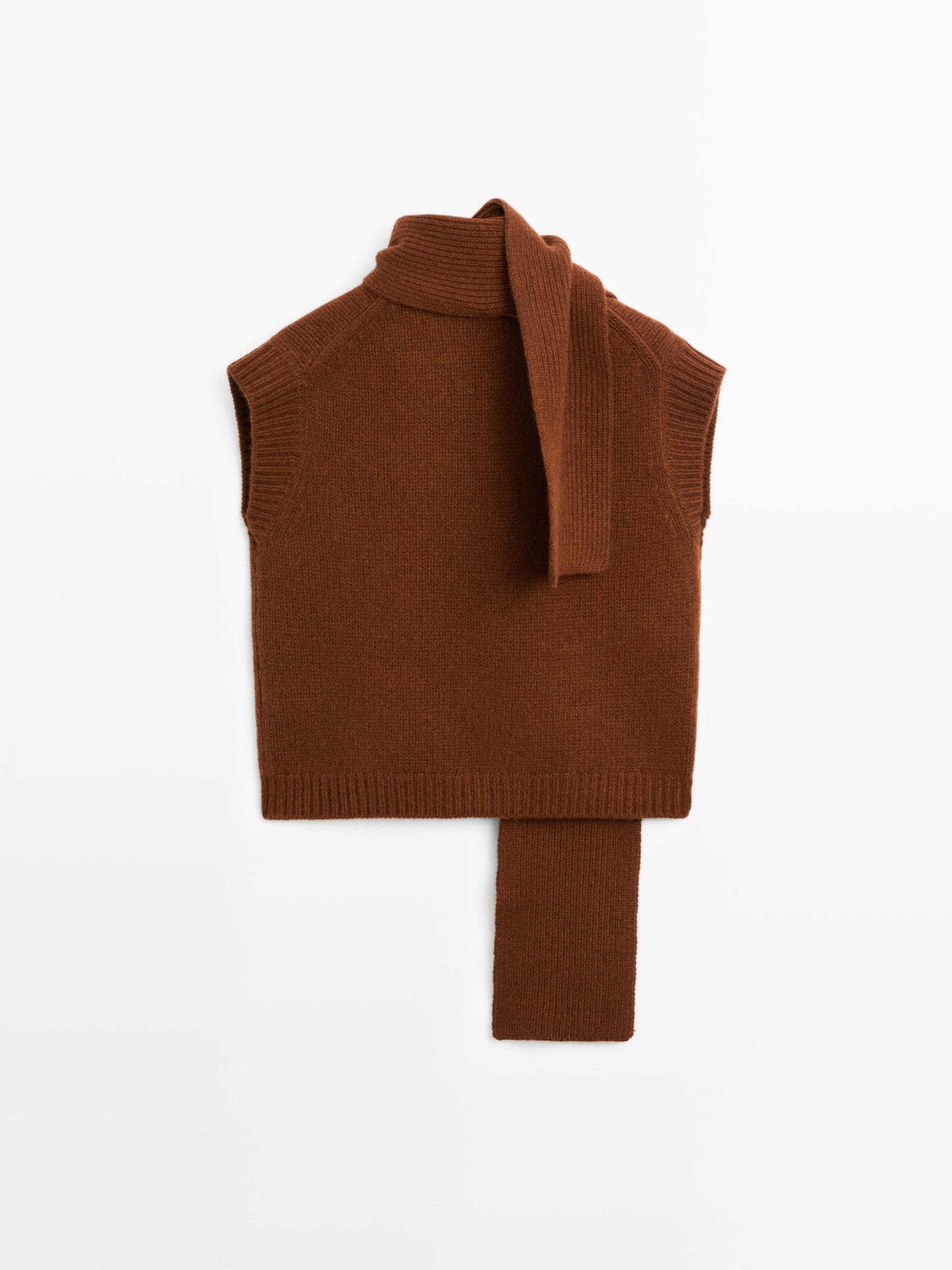 V-neck knit vest with scarf