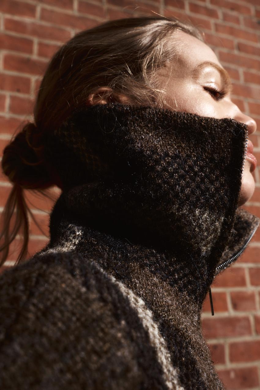 Checked Knit Bomber Jacket