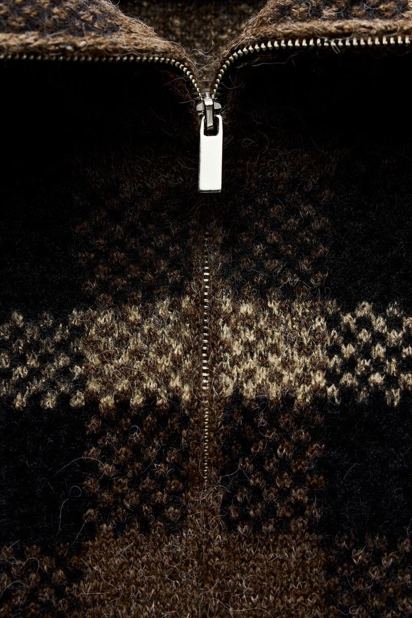 Checked Knit Bomber Jacket
