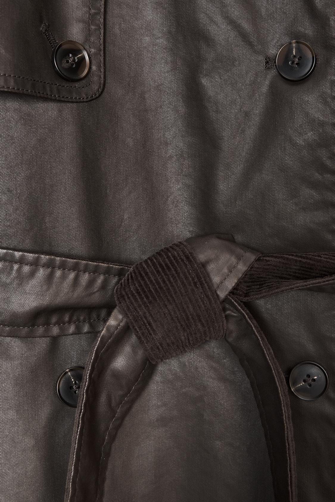 Long Waxed Trench Coat With Corduroy Cuffs