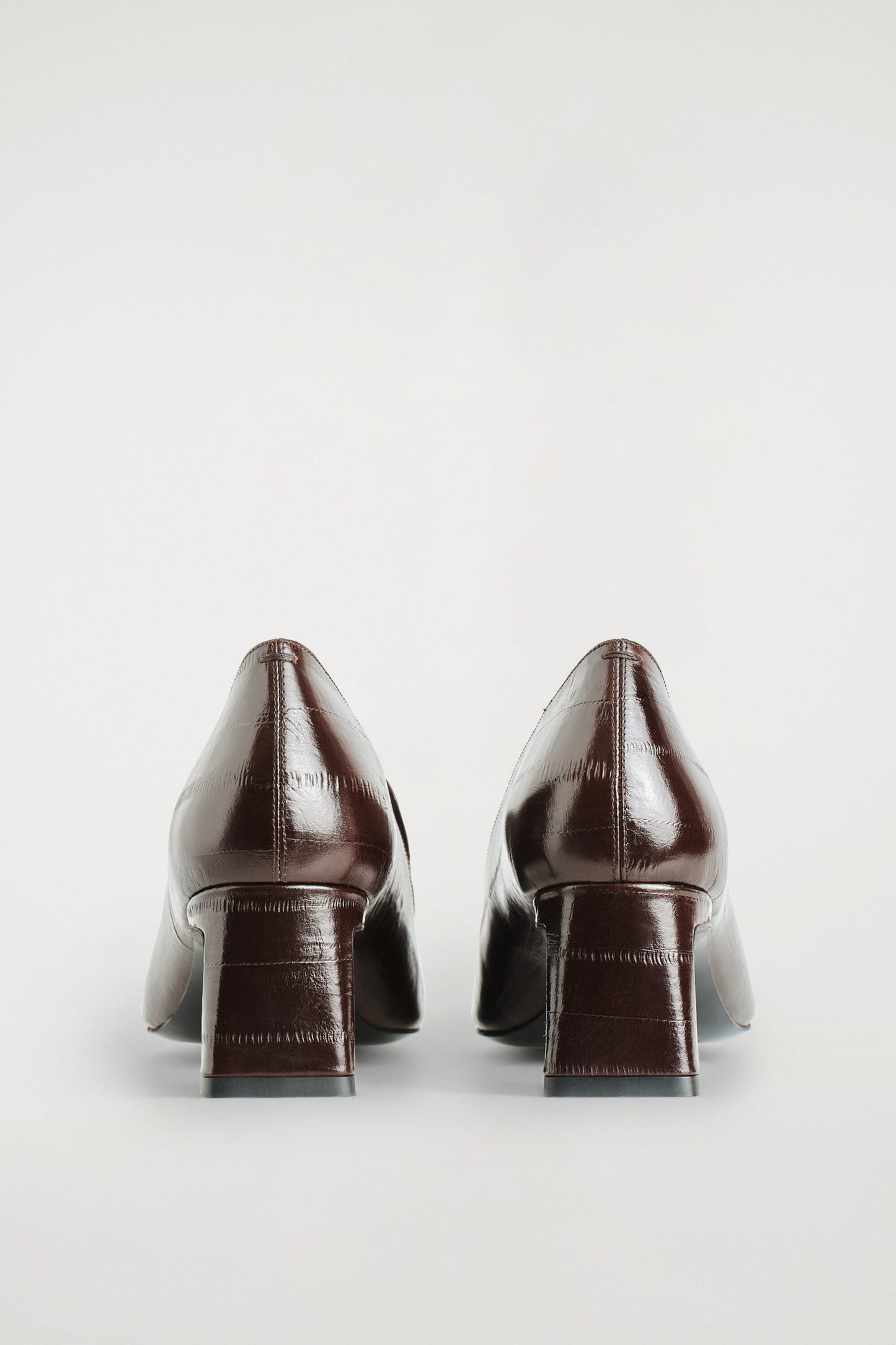 Angular Leather Heeled Loafers