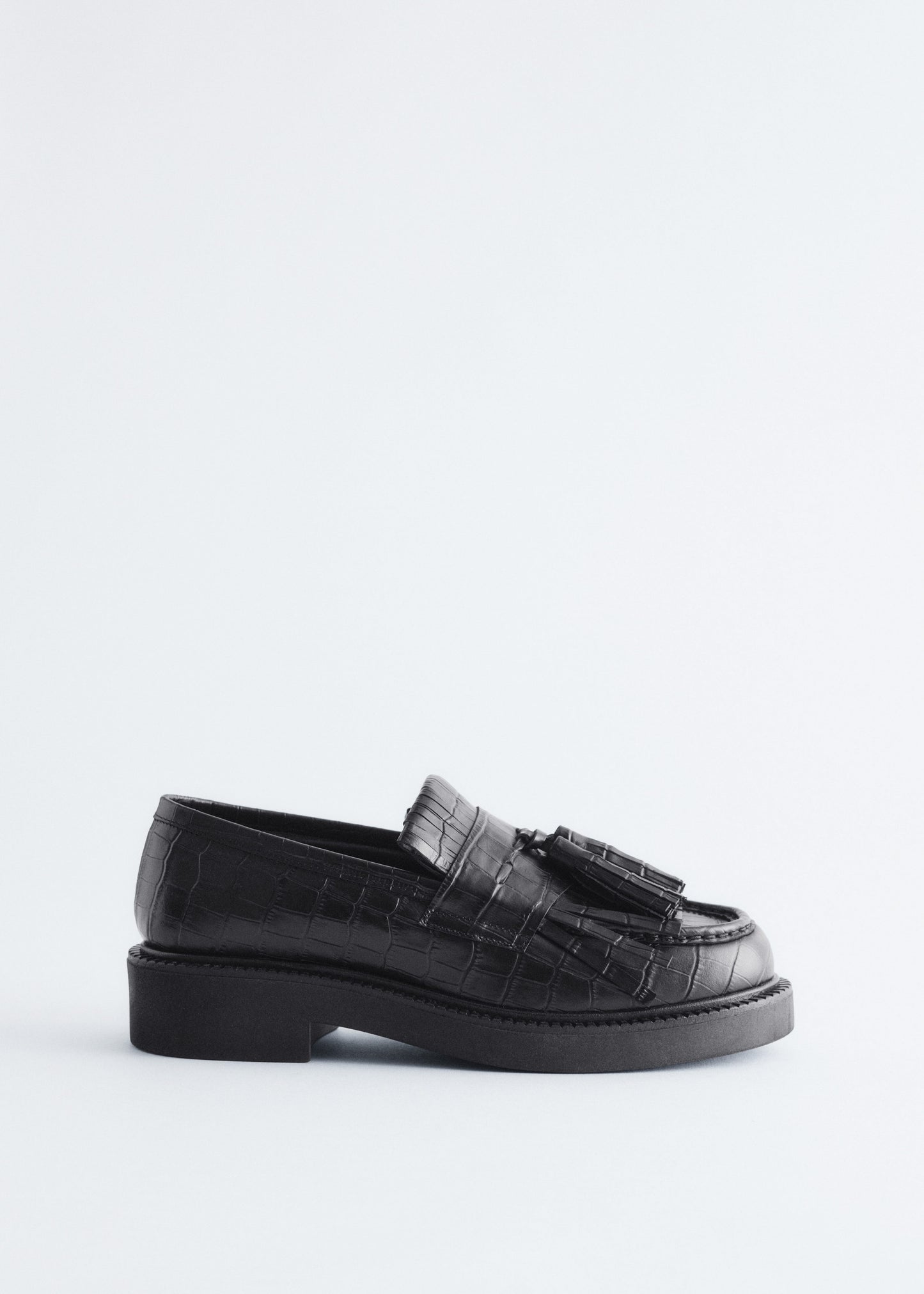 Chunky Croco Leather Loafers