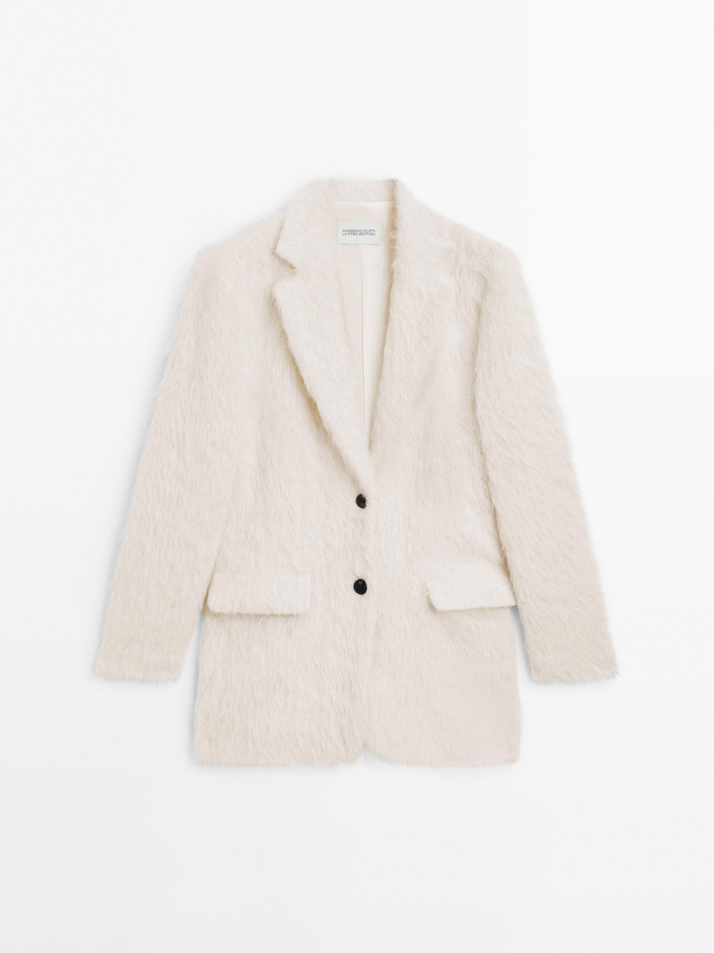 Fuzzy alpaca blazer