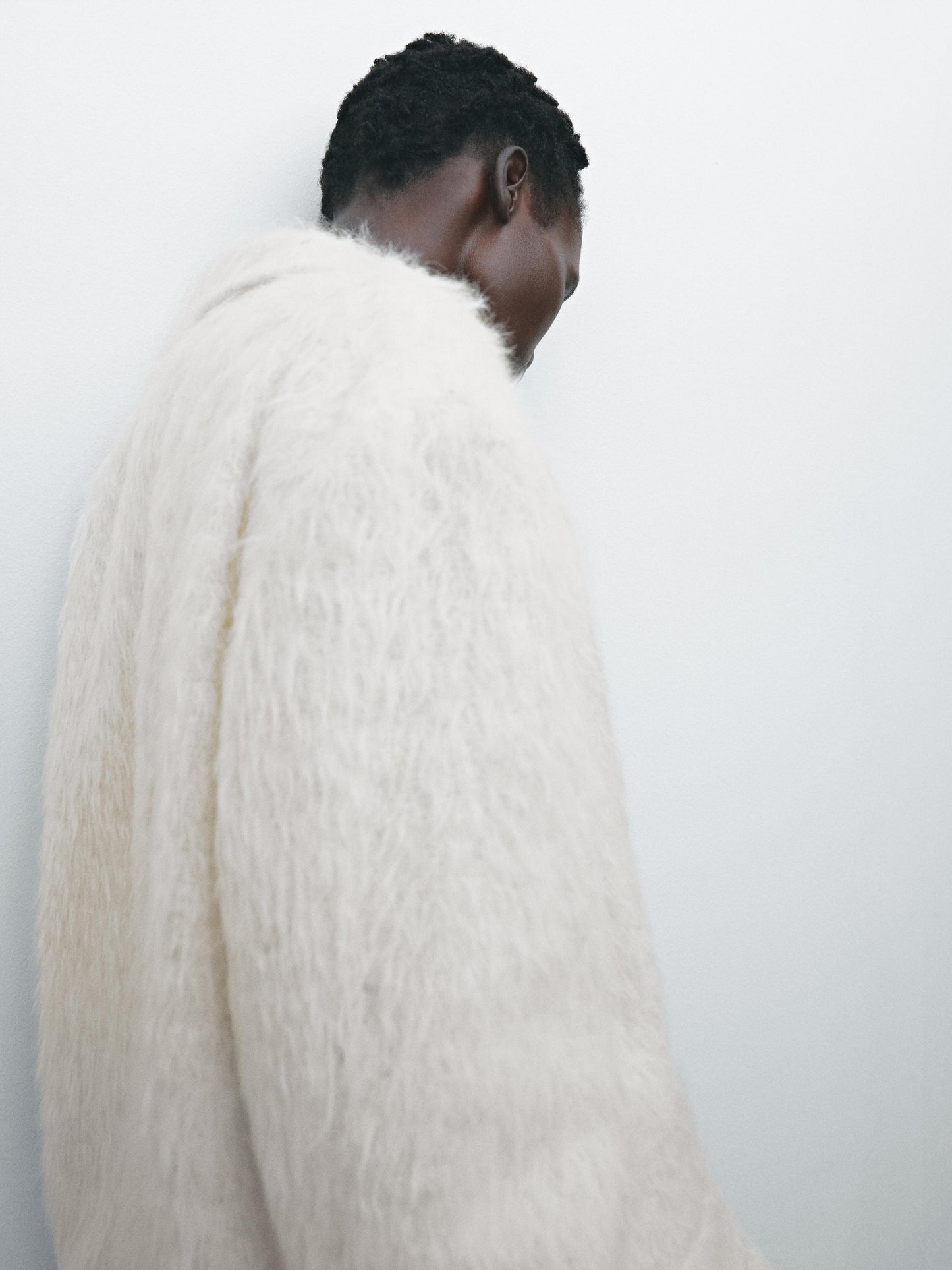 Fuzzy alpaca blazer