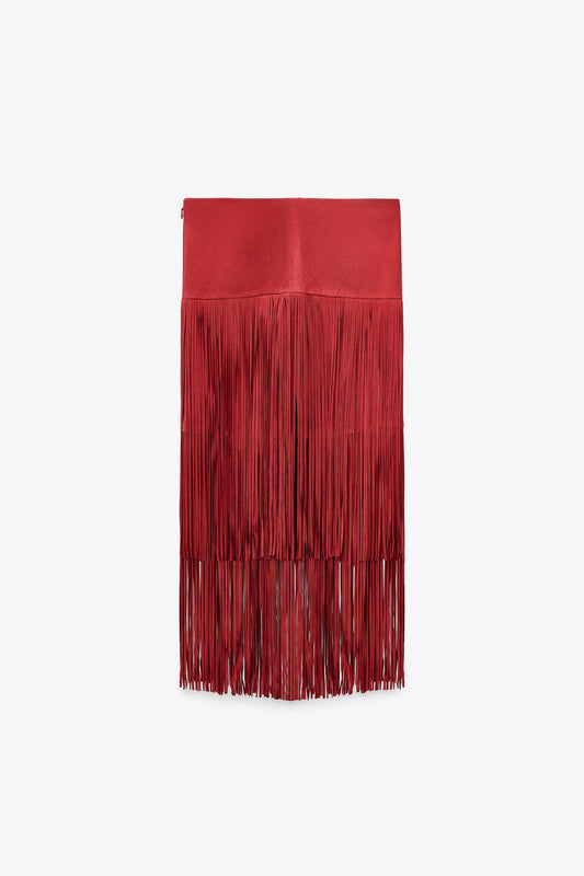 Limited Edition Suede Leather Fringe Skirt