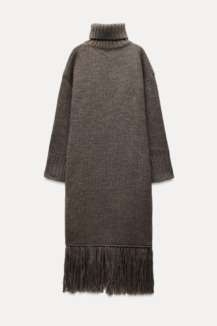 Long fringed 100% wool dress