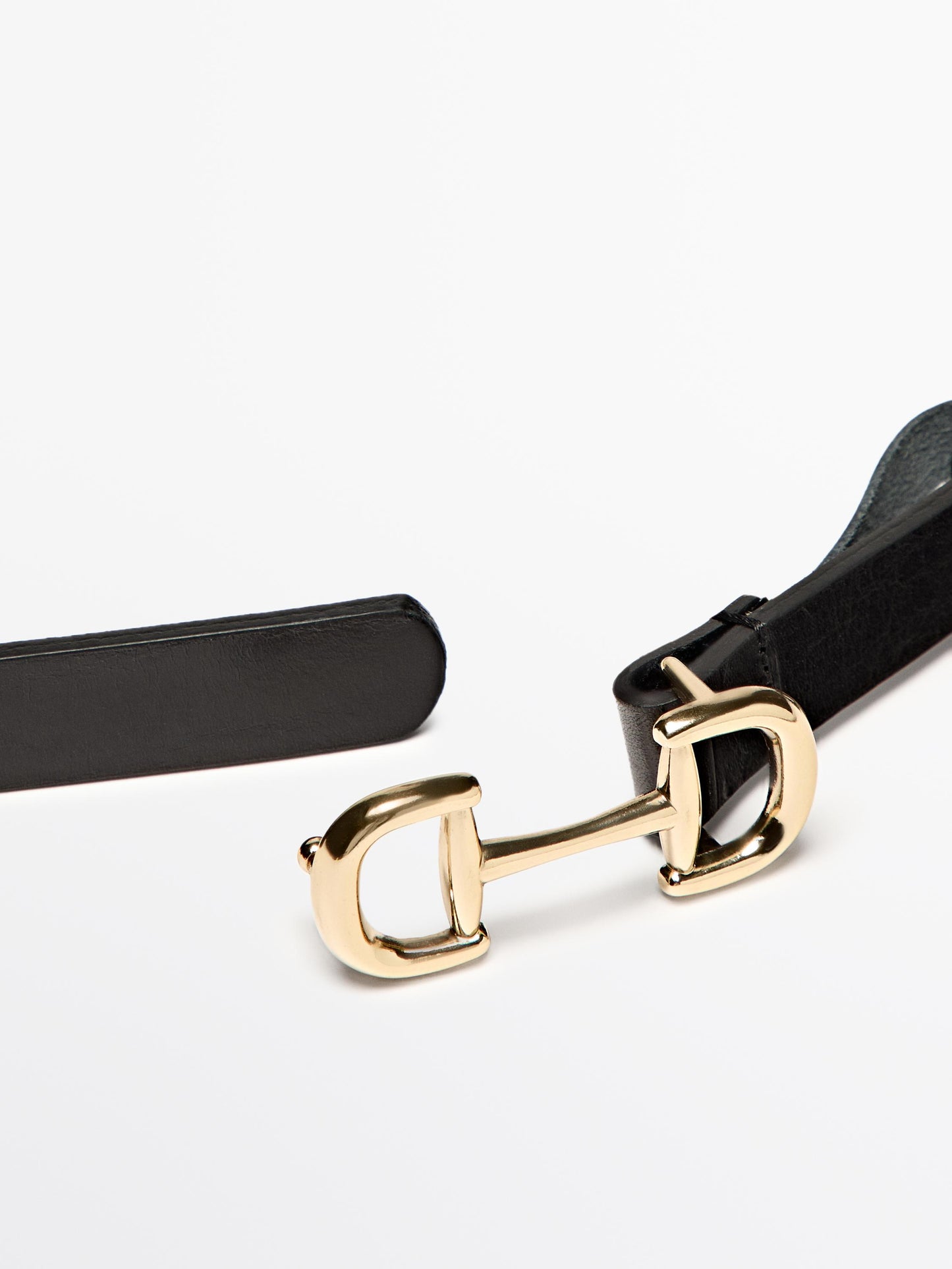 Leather belt with double buckle