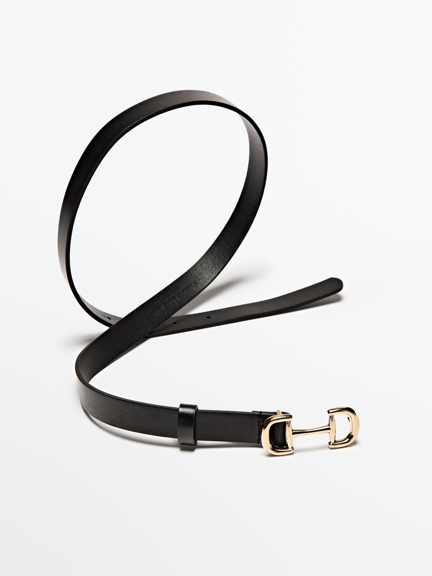 Leather belt with double buckle