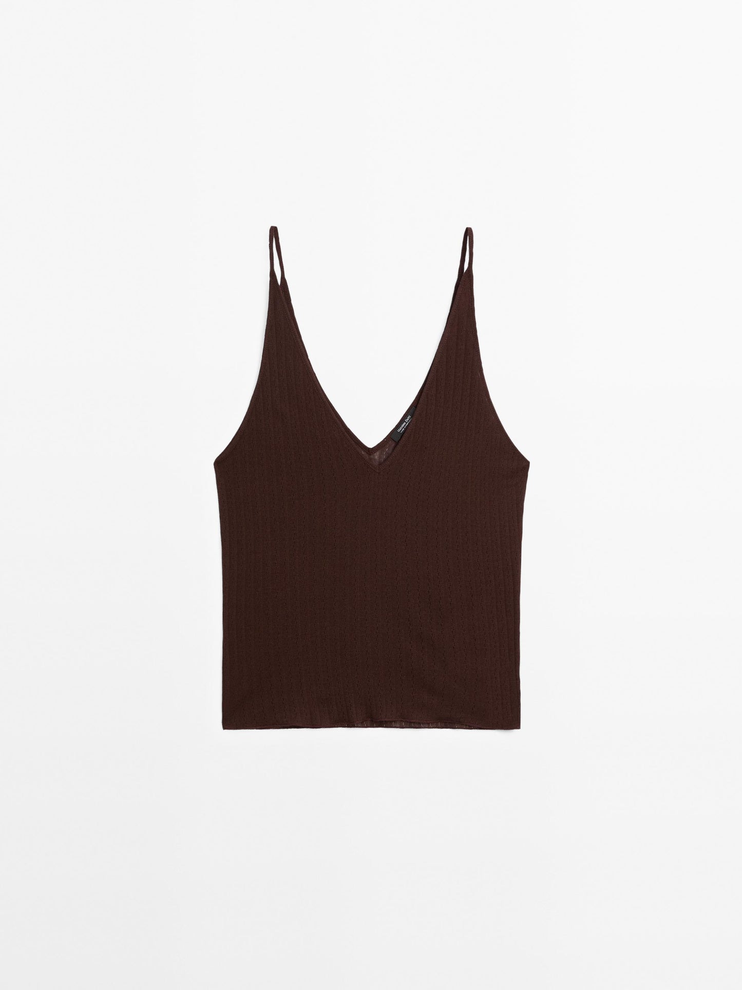 Openwork cotton blend strappy top