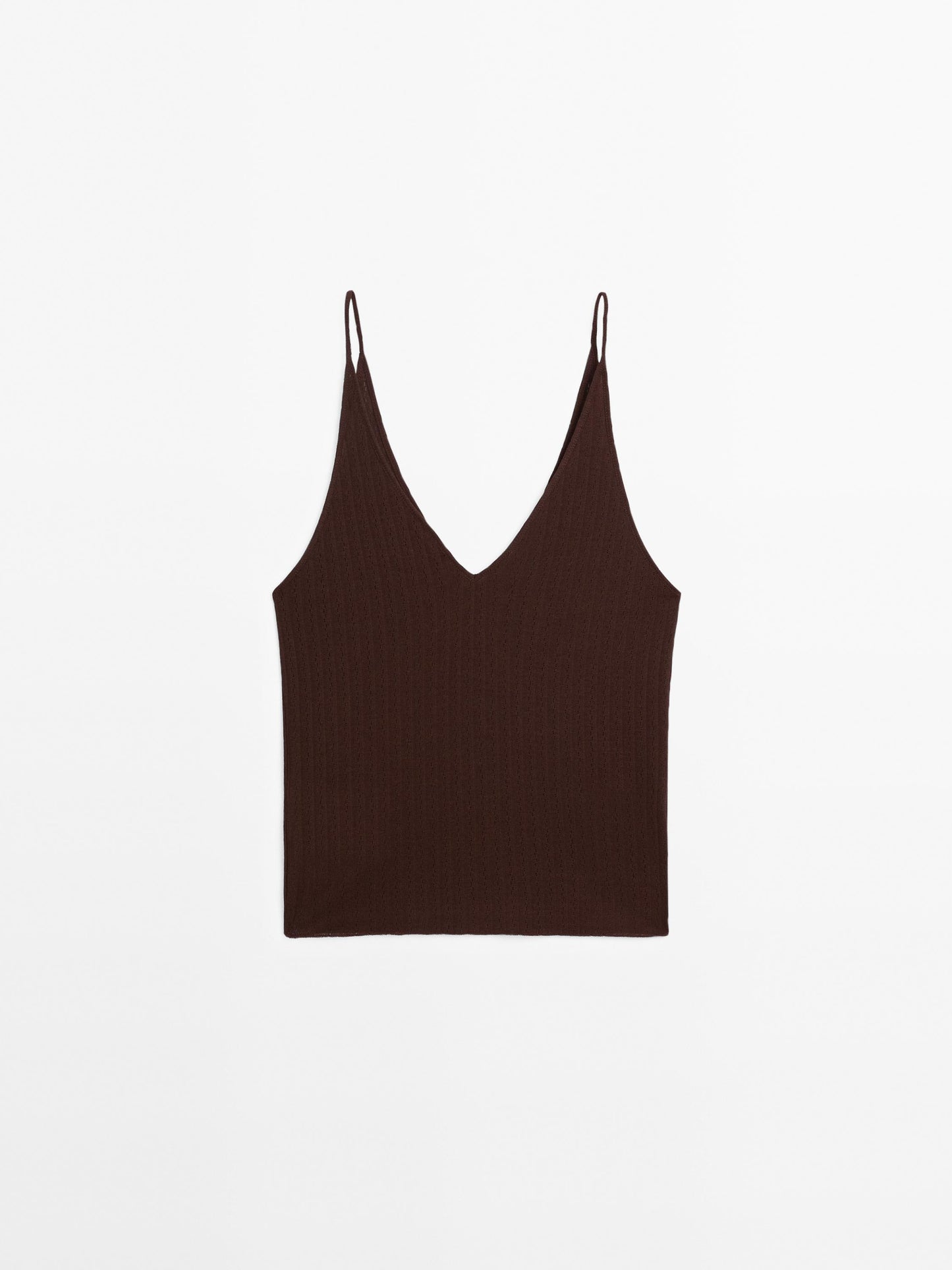 Openwork cotton blend strappy top