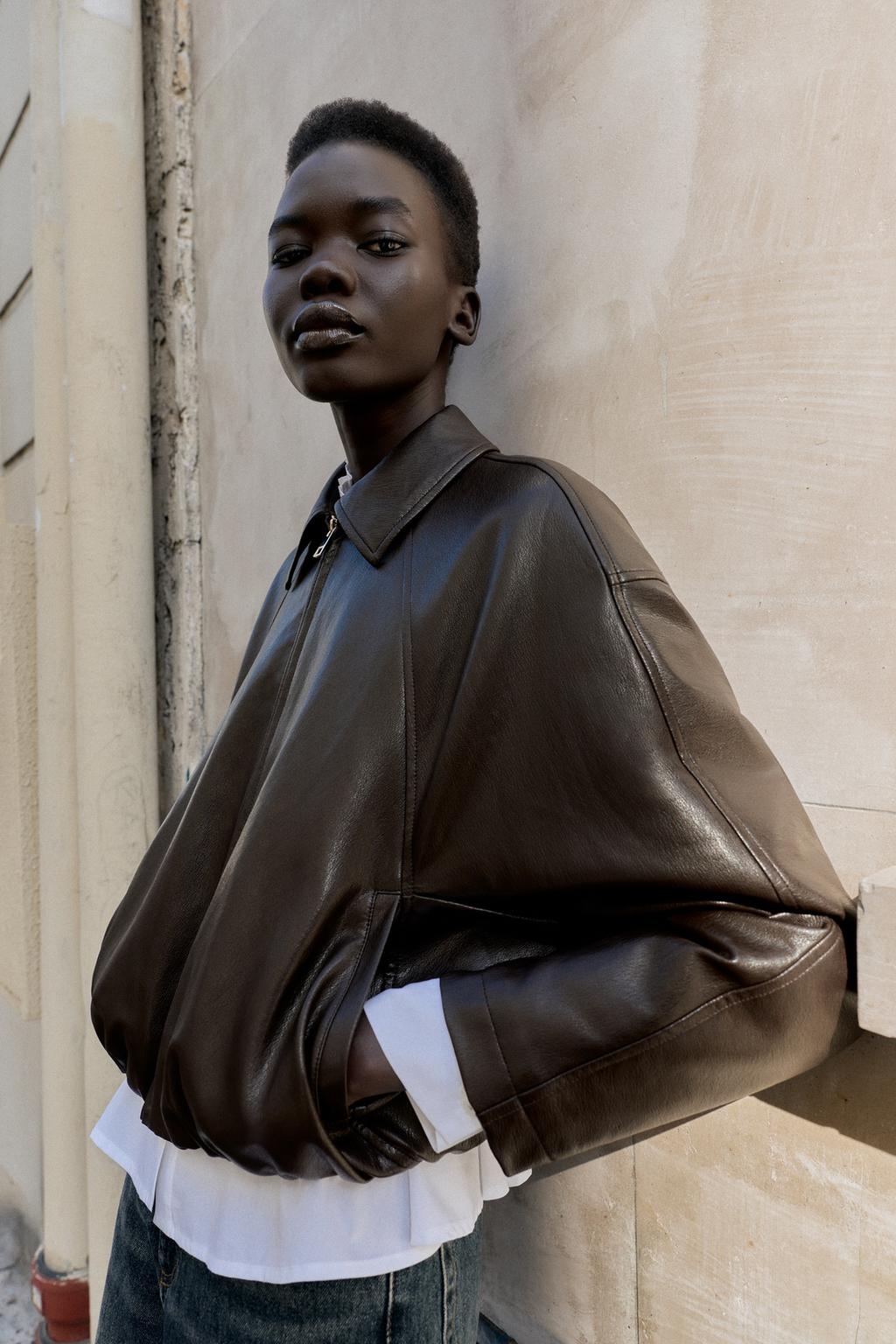 Faux Leather Bomber Jacket