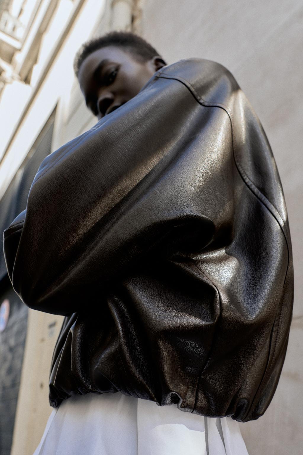 Faux Leather Bomber Jacket