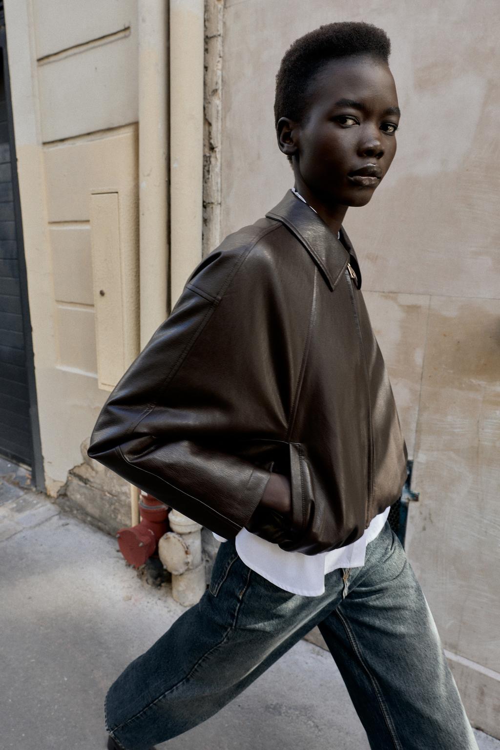 Faux Leather Bomber Jacket