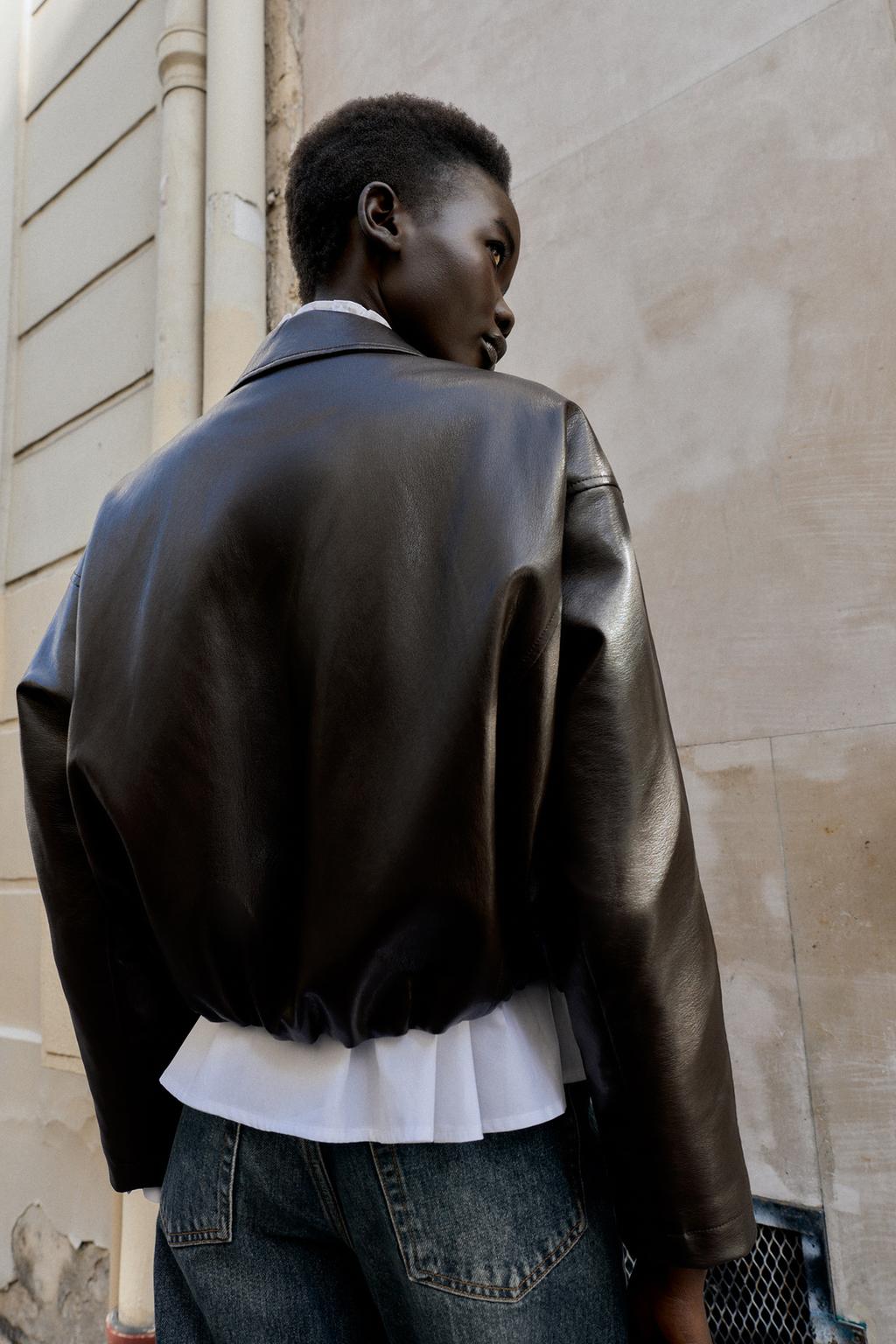Faux Leather Bomber Jacket