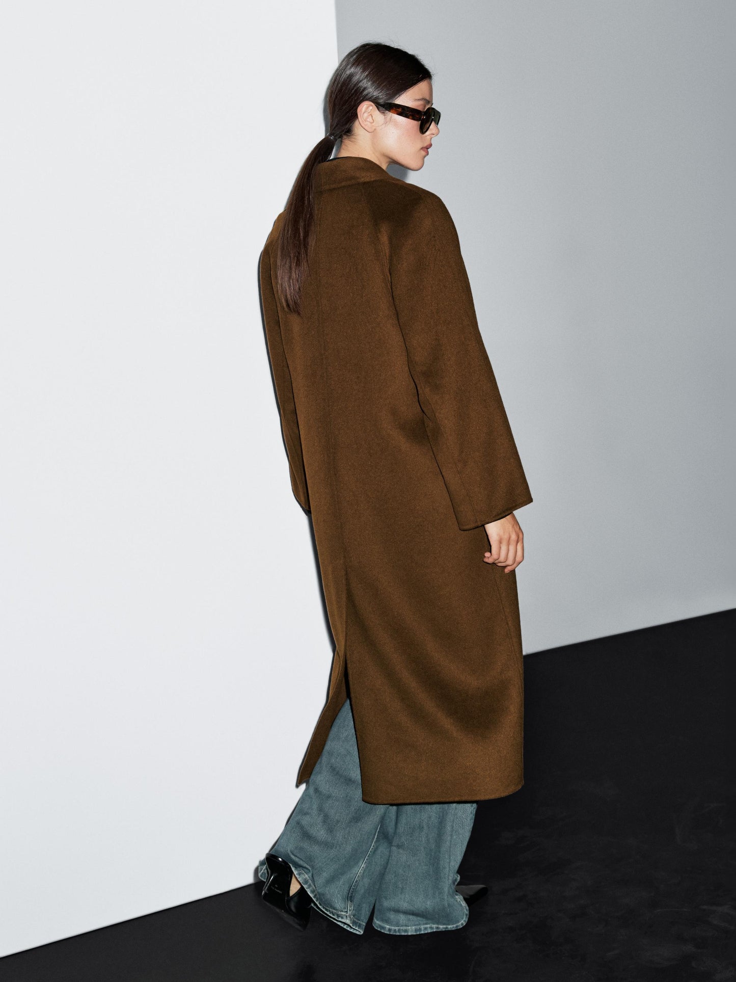 Long wool blend coat