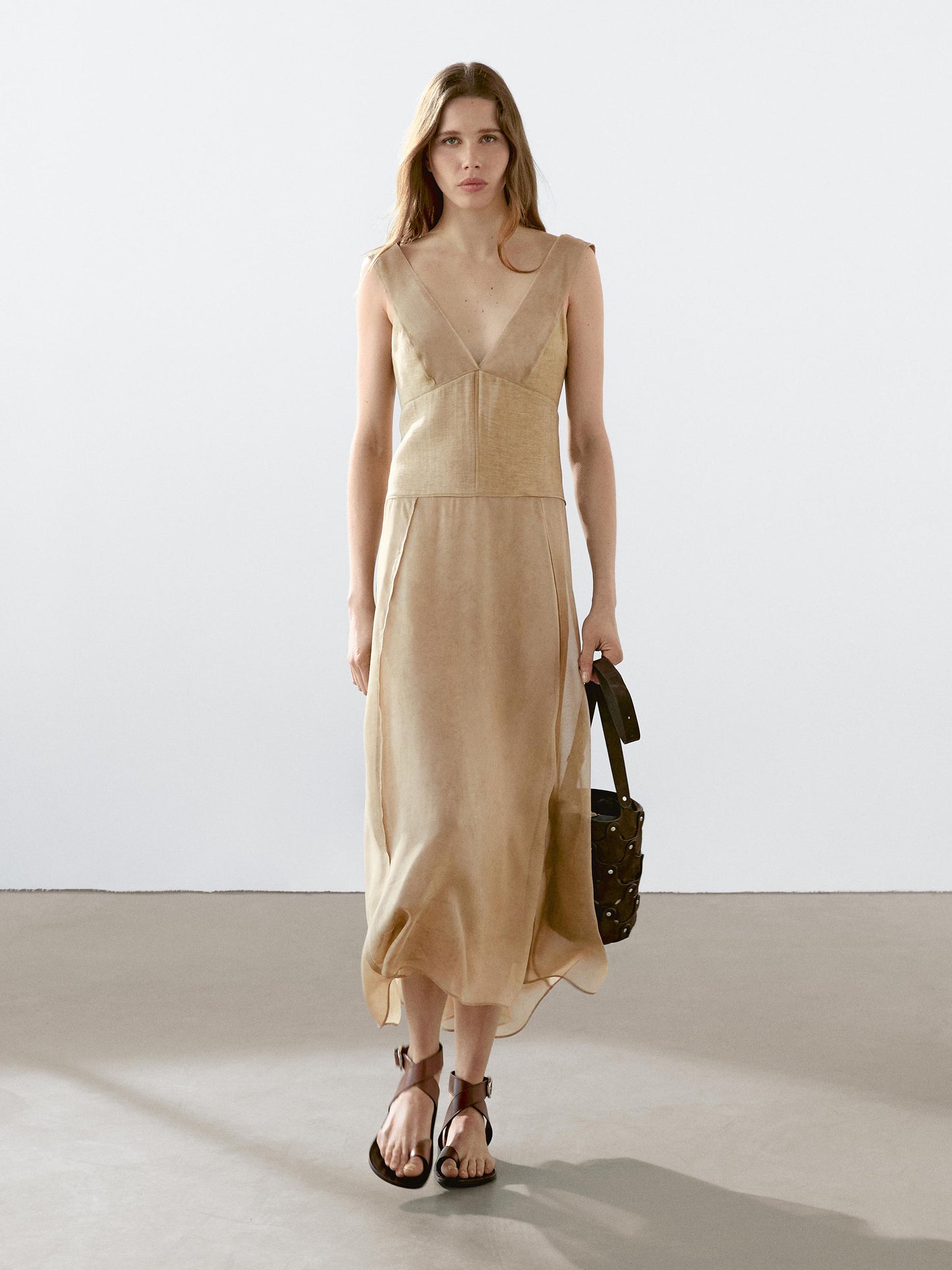 Long flowing V-neck dress