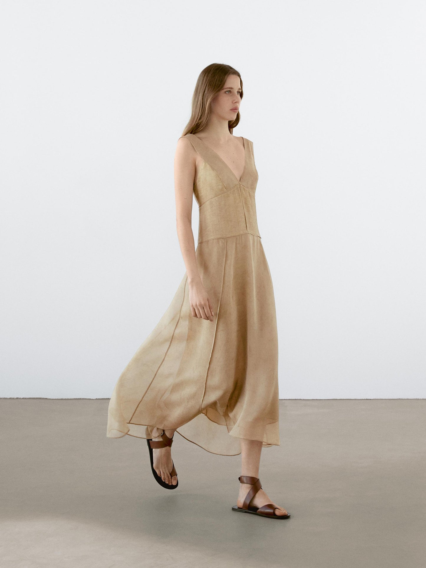 Long flowing V-neck dress