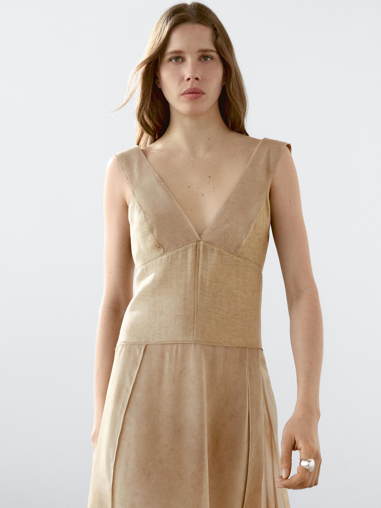 Long flowing V-neck dress