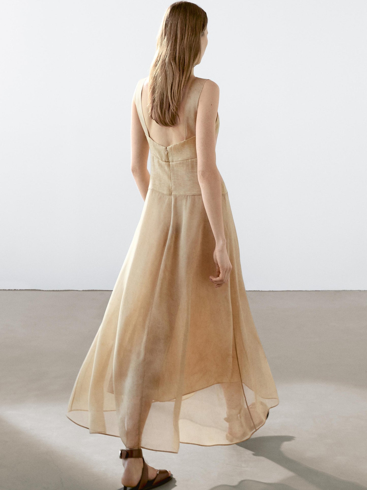Long flowing V-neck dress