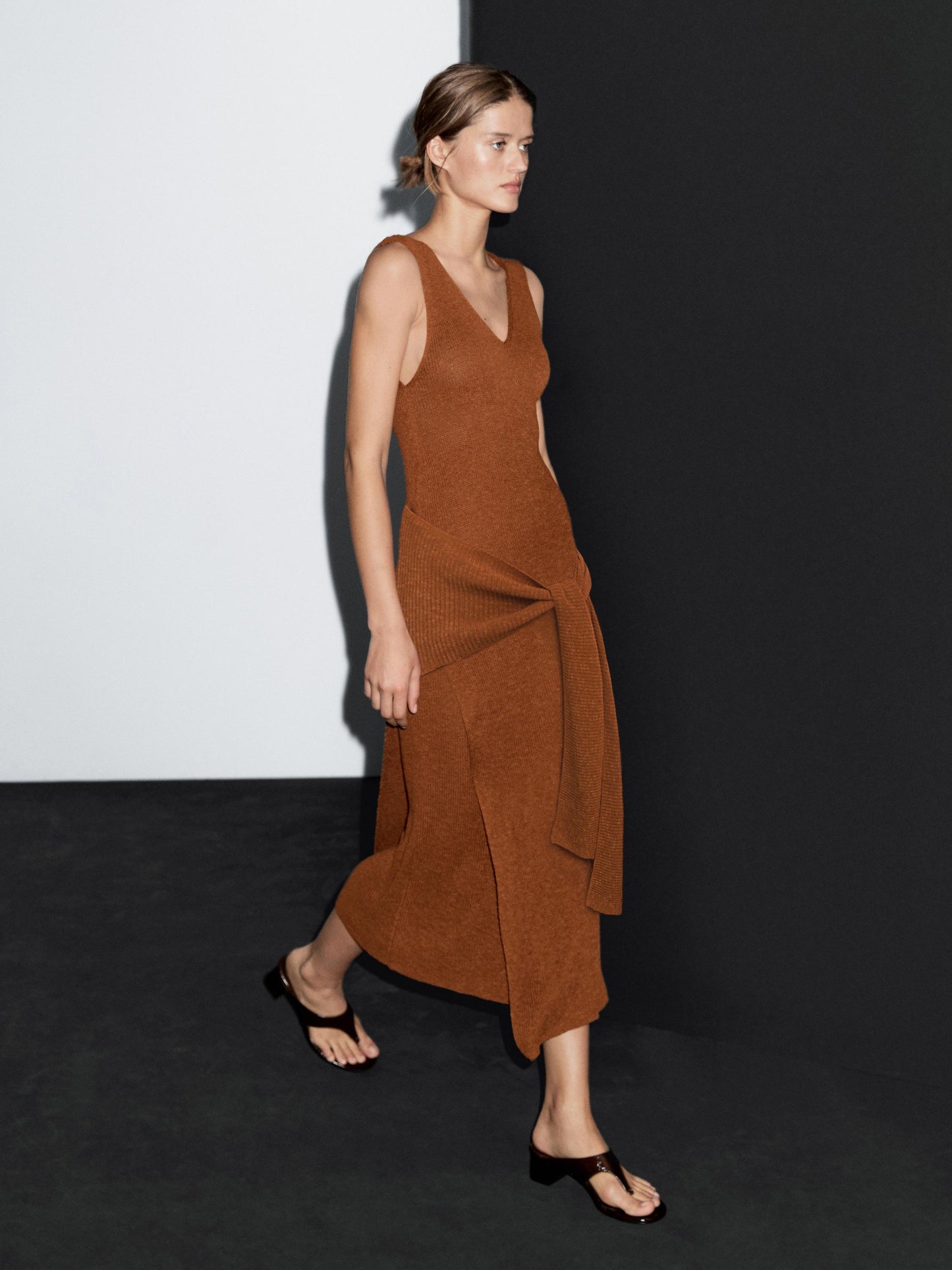 Long knit crossover dress