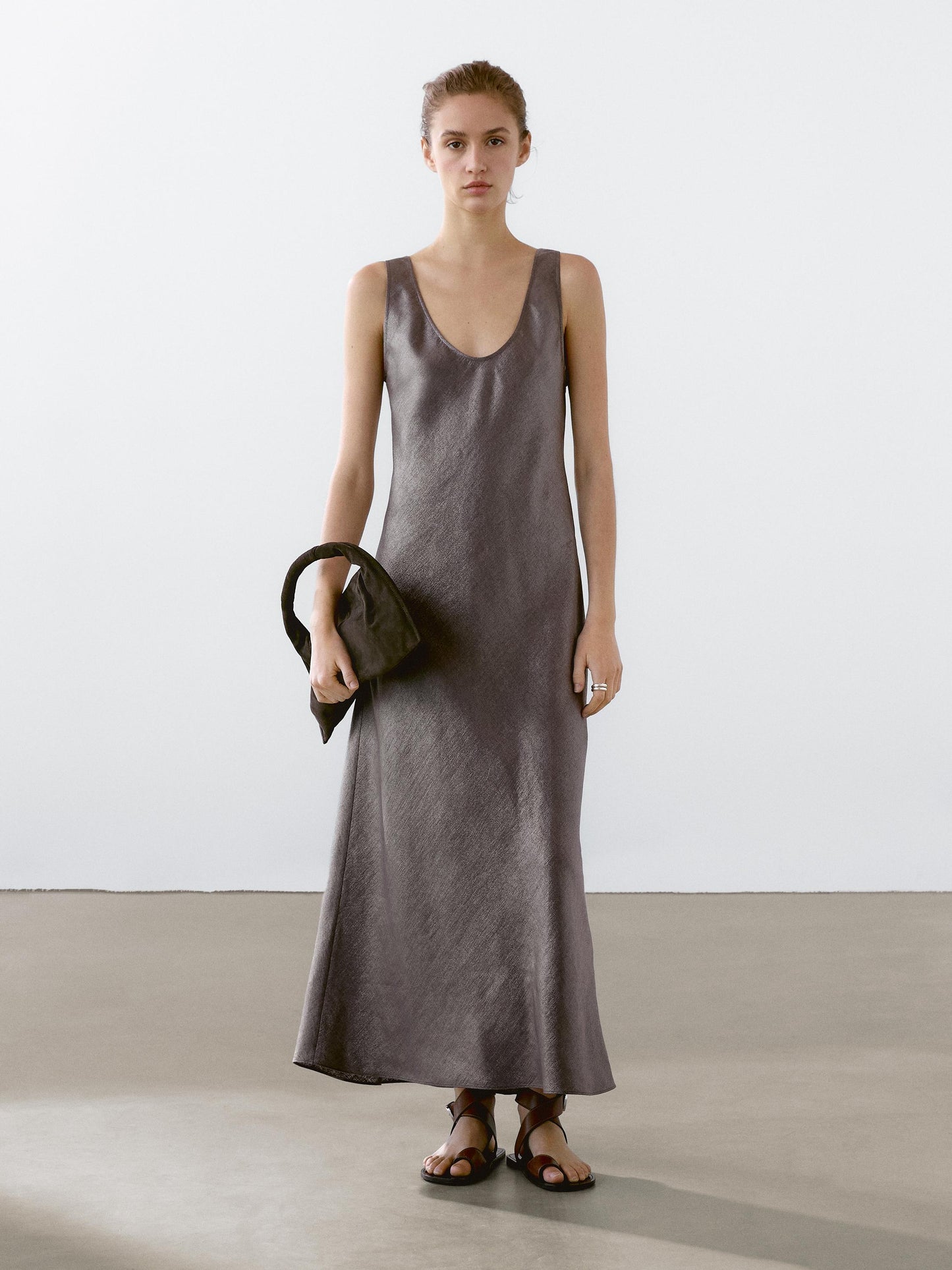Linen blend midi dress