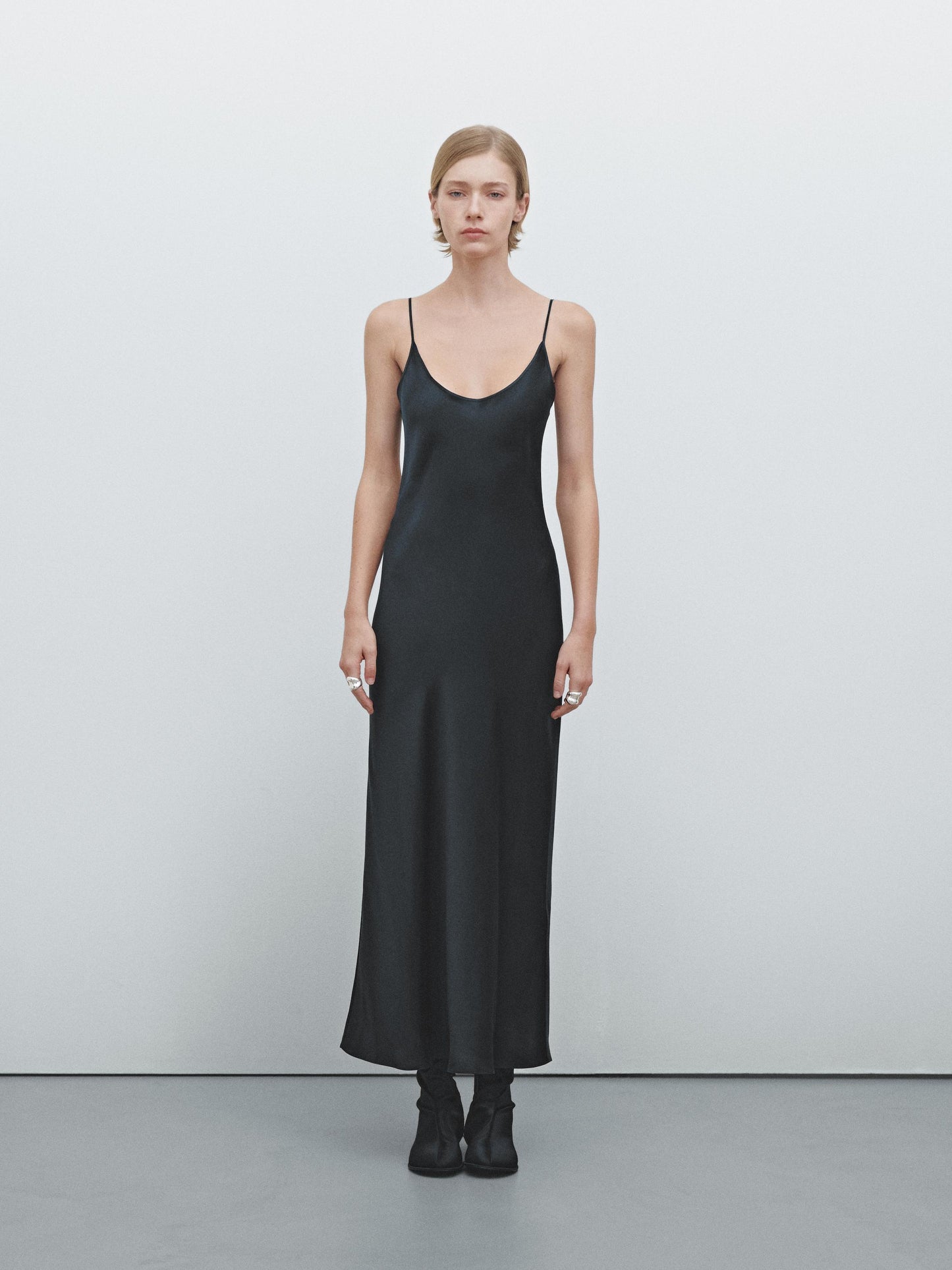 100% silk slip midi dress
